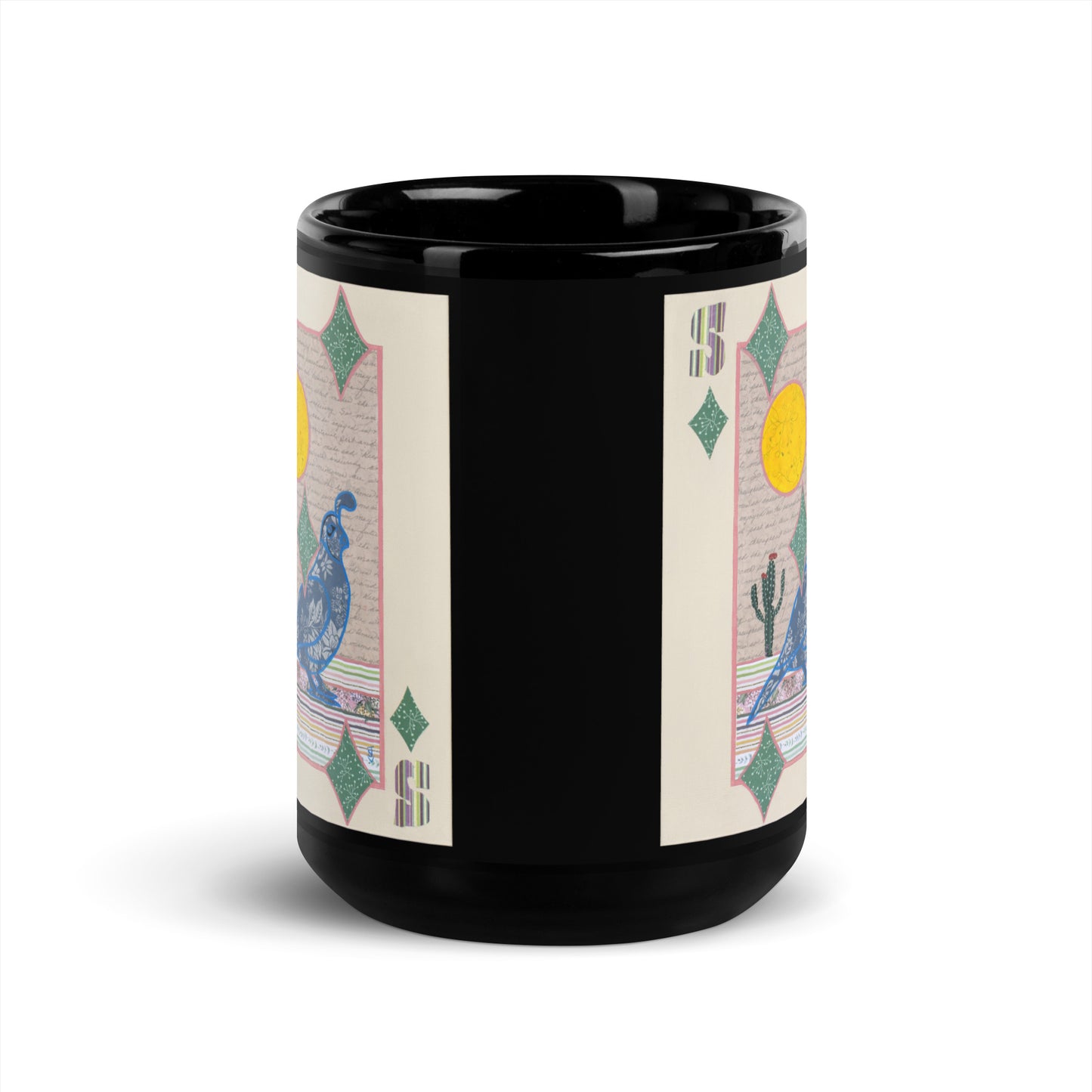 Five of Diamonds by Suzanne Villella | Black Glossy Mug