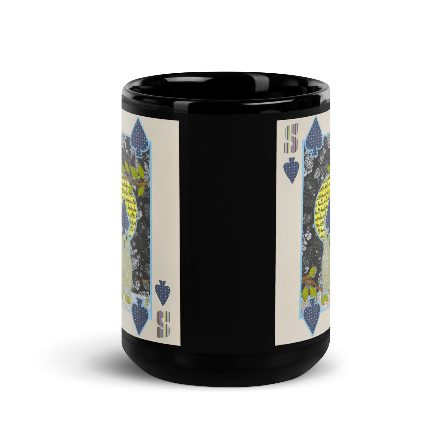 Five of Spades by Suzanne Villella | Black Glossy Mug