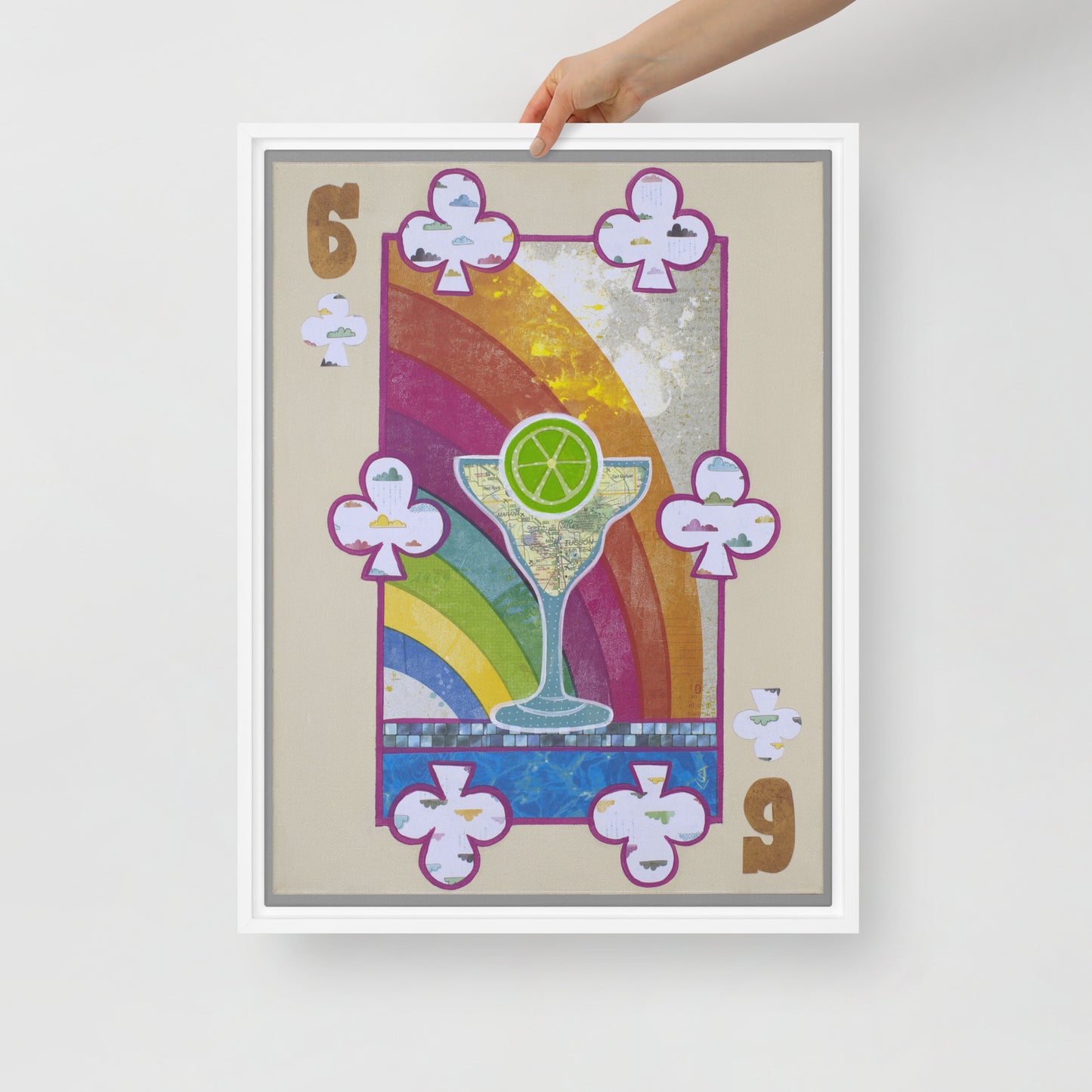 Six of Clubs by Suzanne Villella | Framed canvas