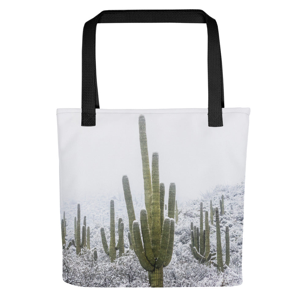 Saguaro Snowfall by Sean Parker Photography | Tote bag