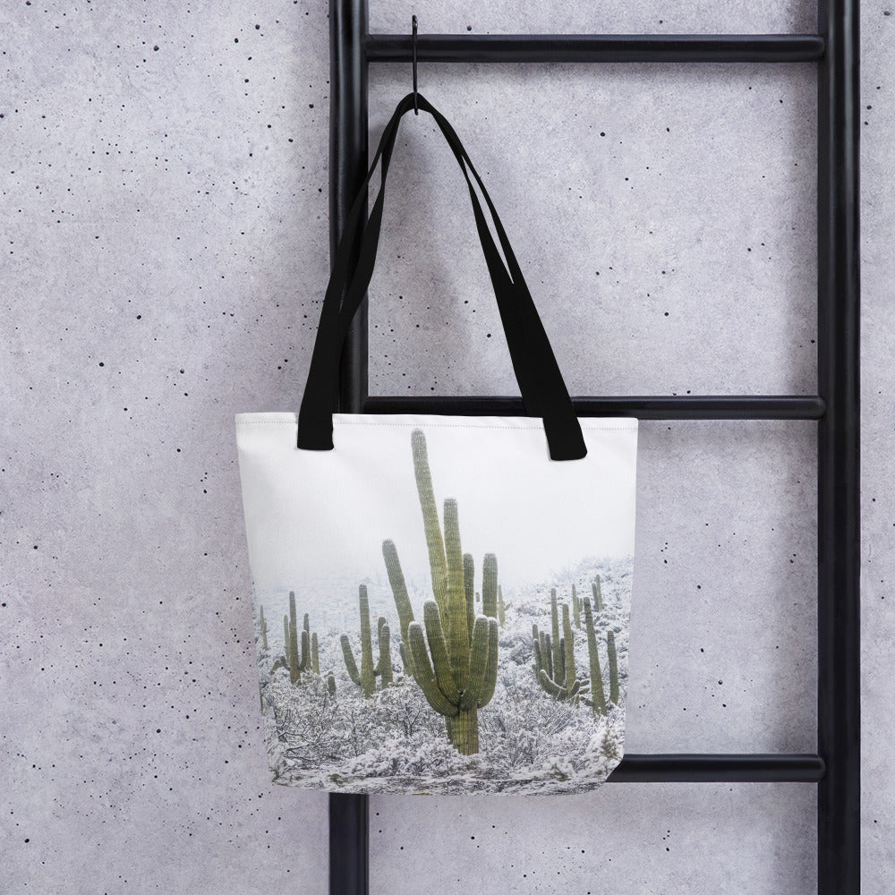 Saguaro Snowfall by Sean Parker Photography | Tote bag