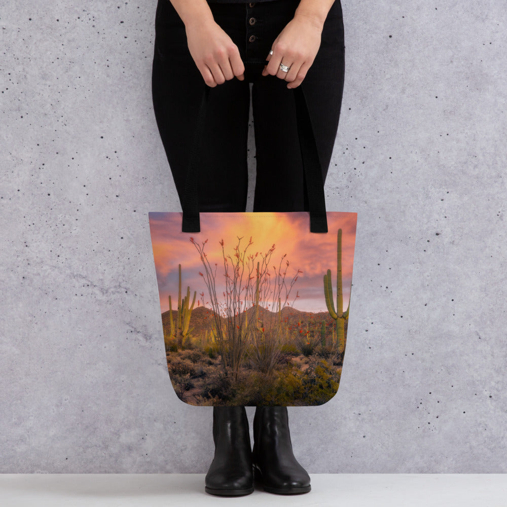 Tucson Mountain Park Sunset by Sean Parker Photography | Tote bag