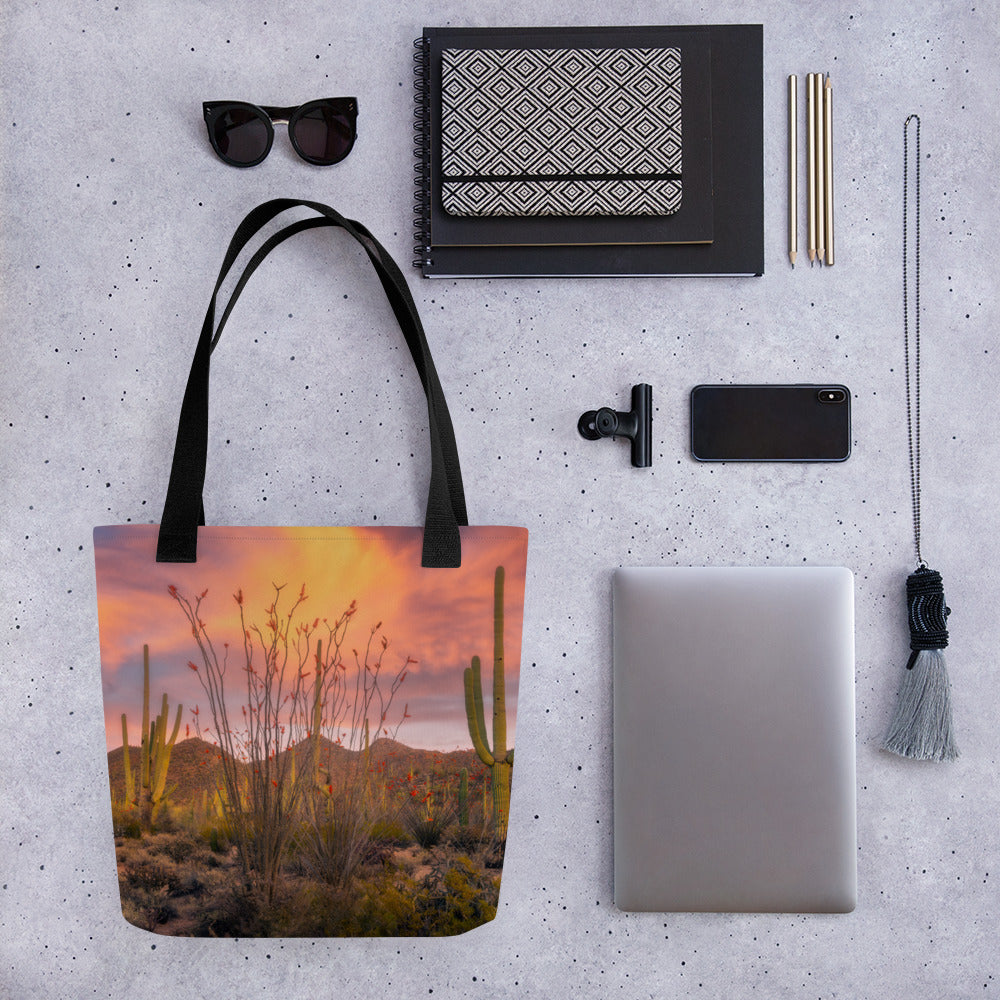 Tucson Mountain Park Sunset by Sean Parker Photography | Tote bag