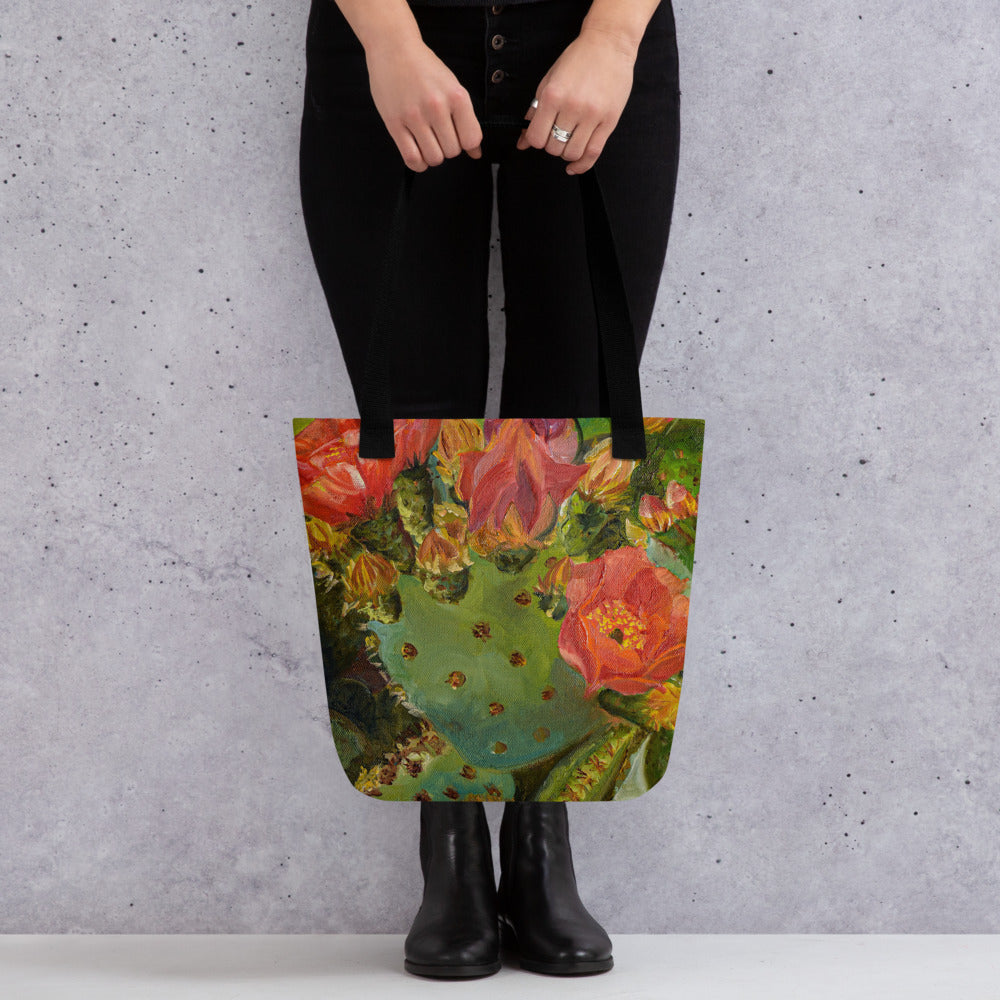 Blooming Opuntia by Andrea Rodriguez | Tote bag