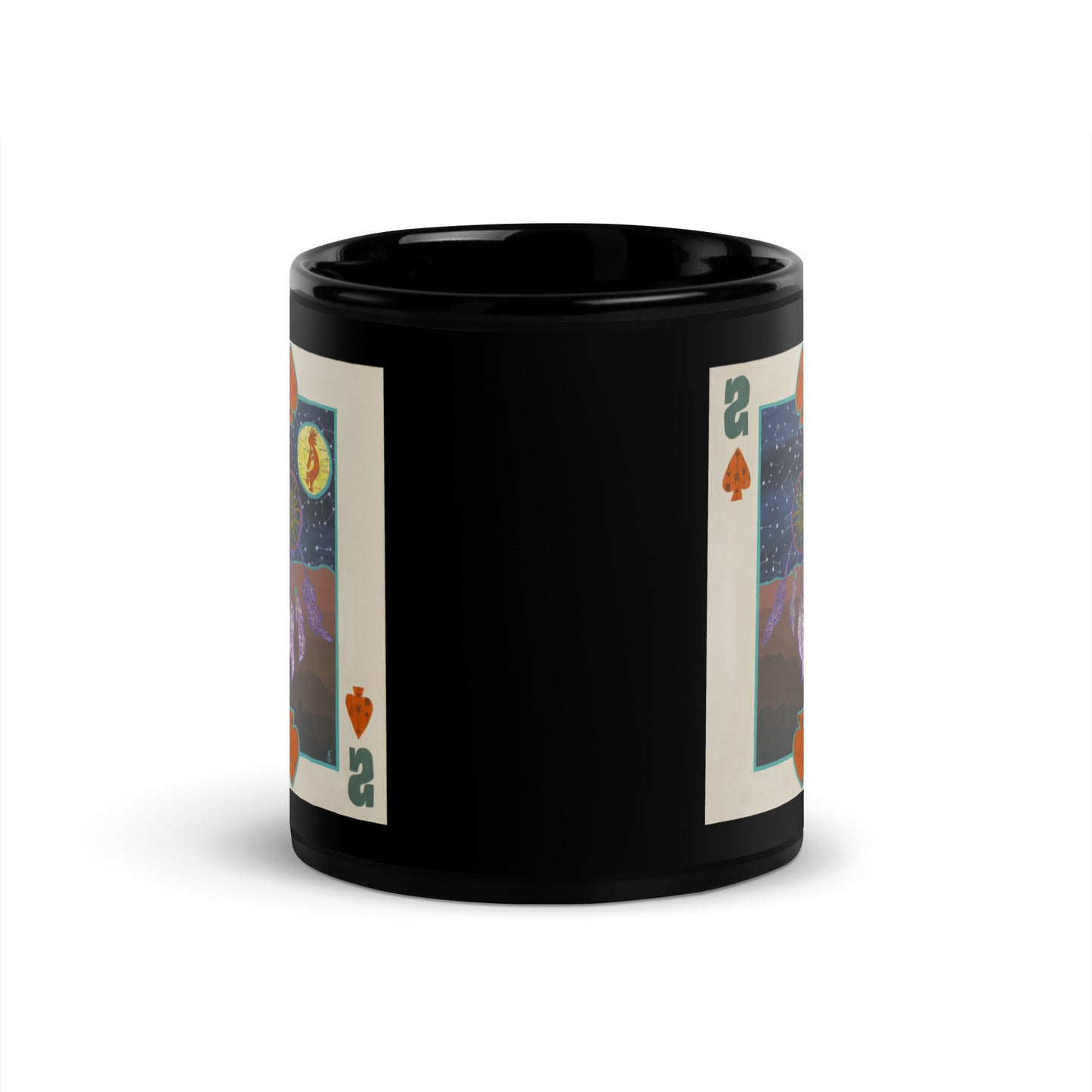 Two of Spades by Suzanne Villella | Black Glossy Mug