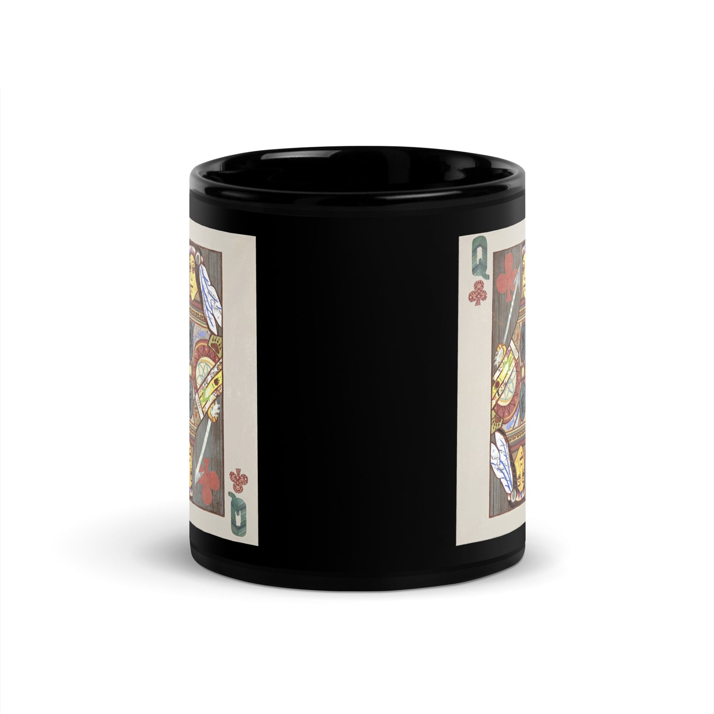 Queen of Clubs by Suzanne Villella | Black Glossy Mug