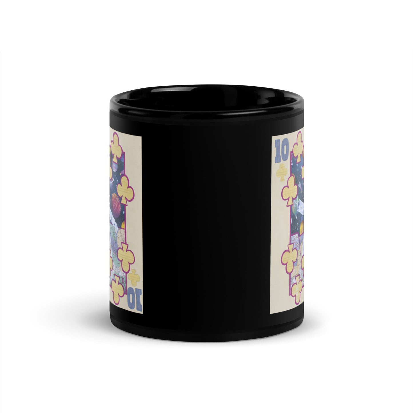 Ten of Clubs by Suzanne Villella | Black Glossy Mug