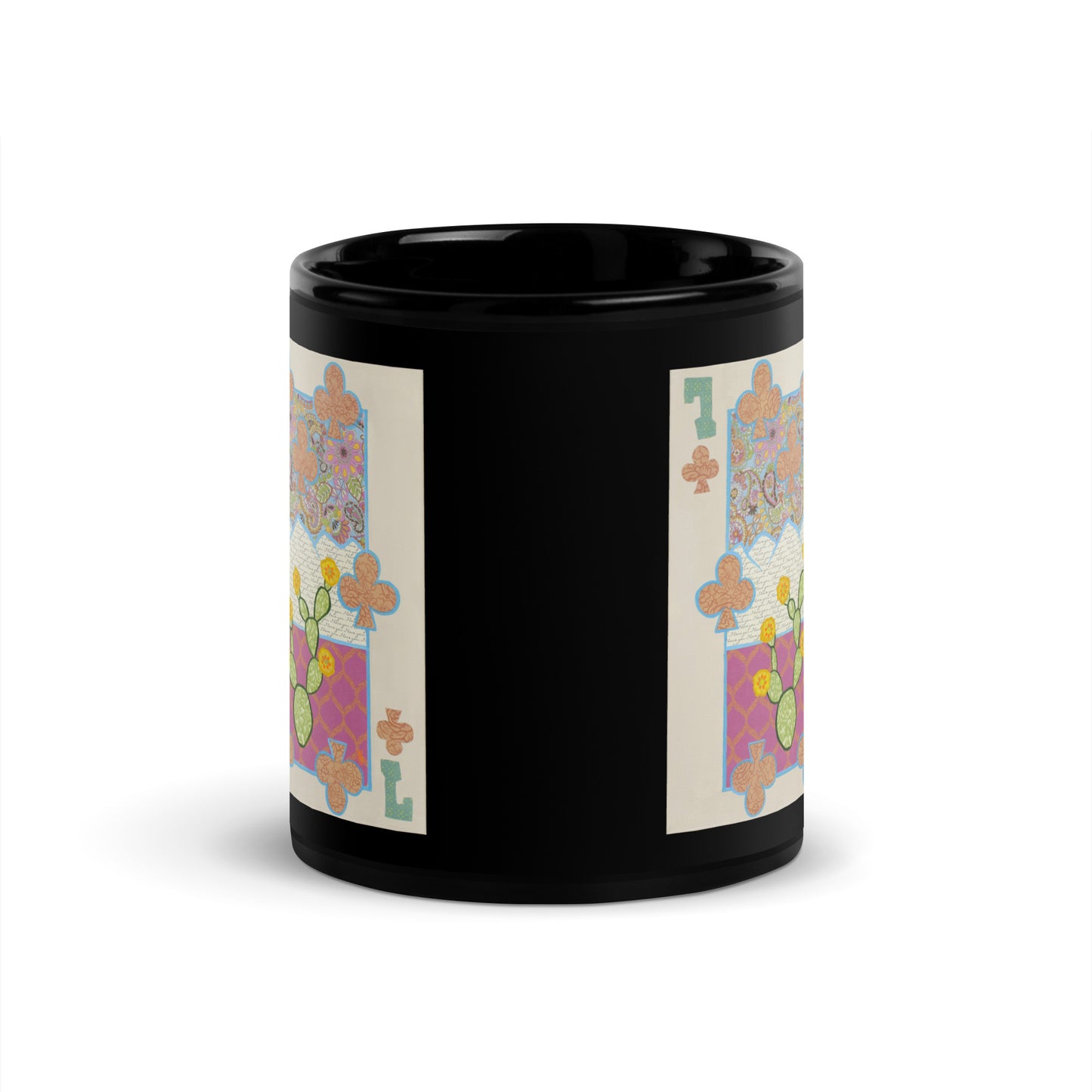 Seven of Clubs by Suzanne Villella | Black Glossy Mug