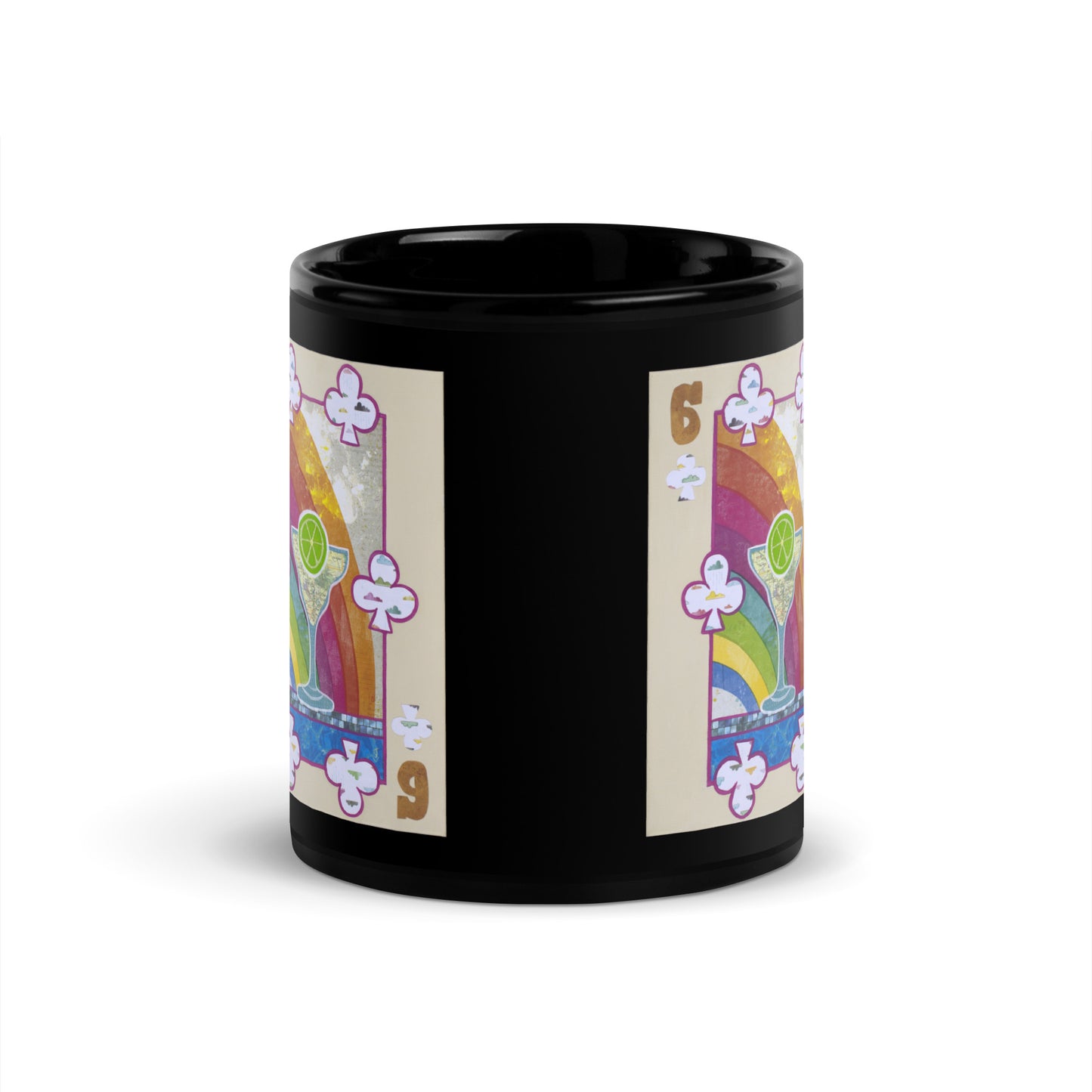 Six of Clubs by Suzanne Villella | Black Glossy Mug