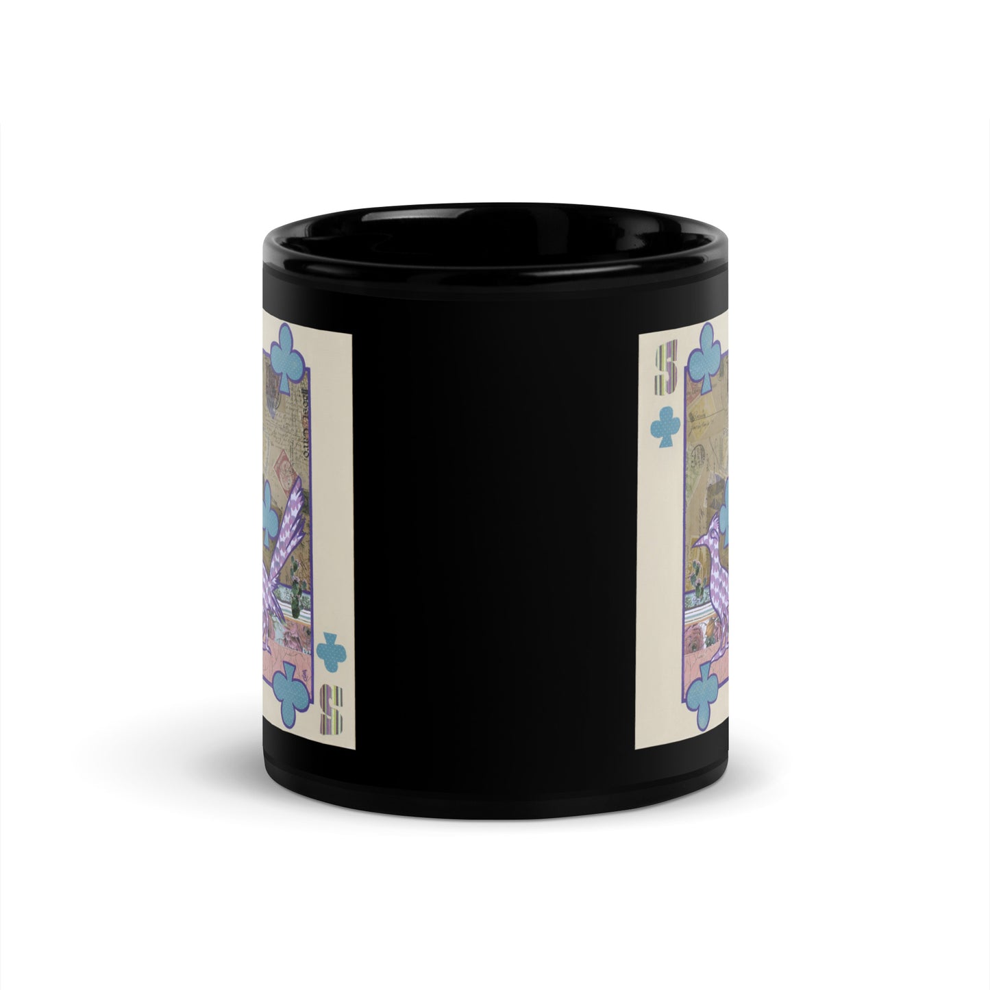 Five of Clubs by Suzanne Villella | Black Glossy Mug