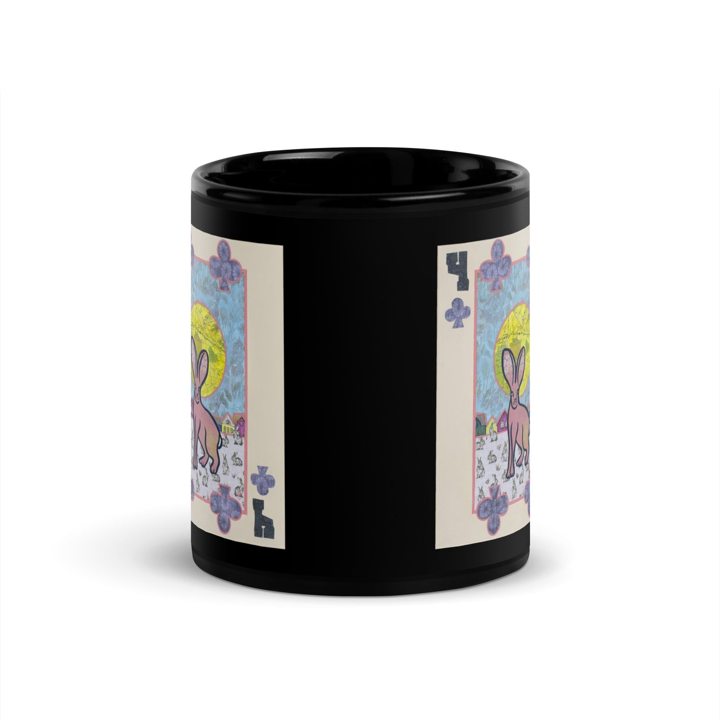 Four of Clubs by Suzanne Villella | Black Glossy Mug