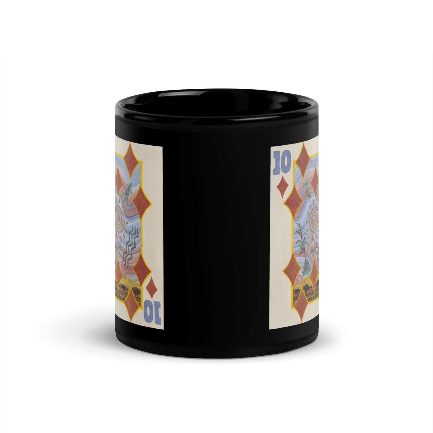 Ten of Diamonds by Suzanne Villella | Black Glossy Mug