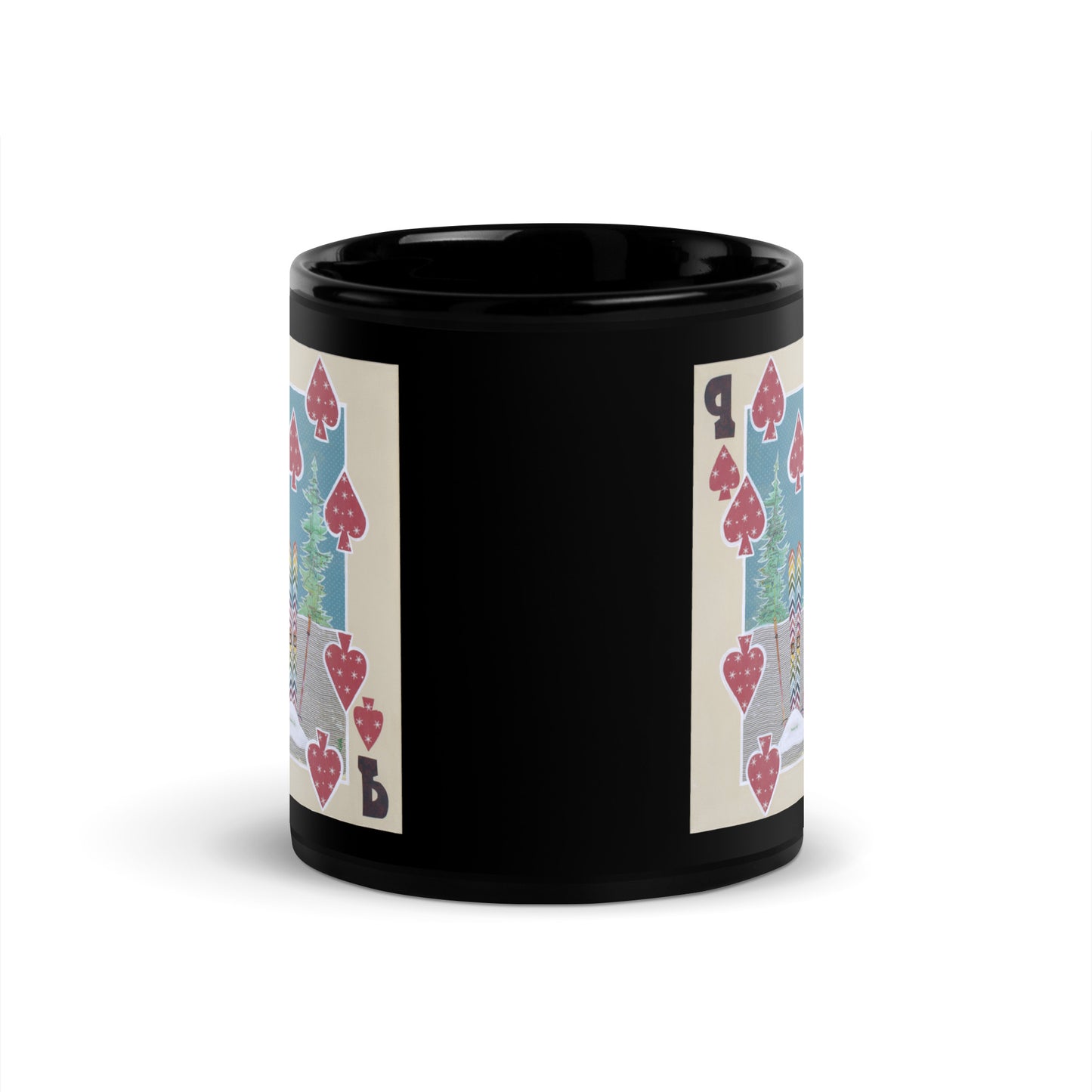 Nine of Spades by Suzanne Villella | Black Glossy Mug