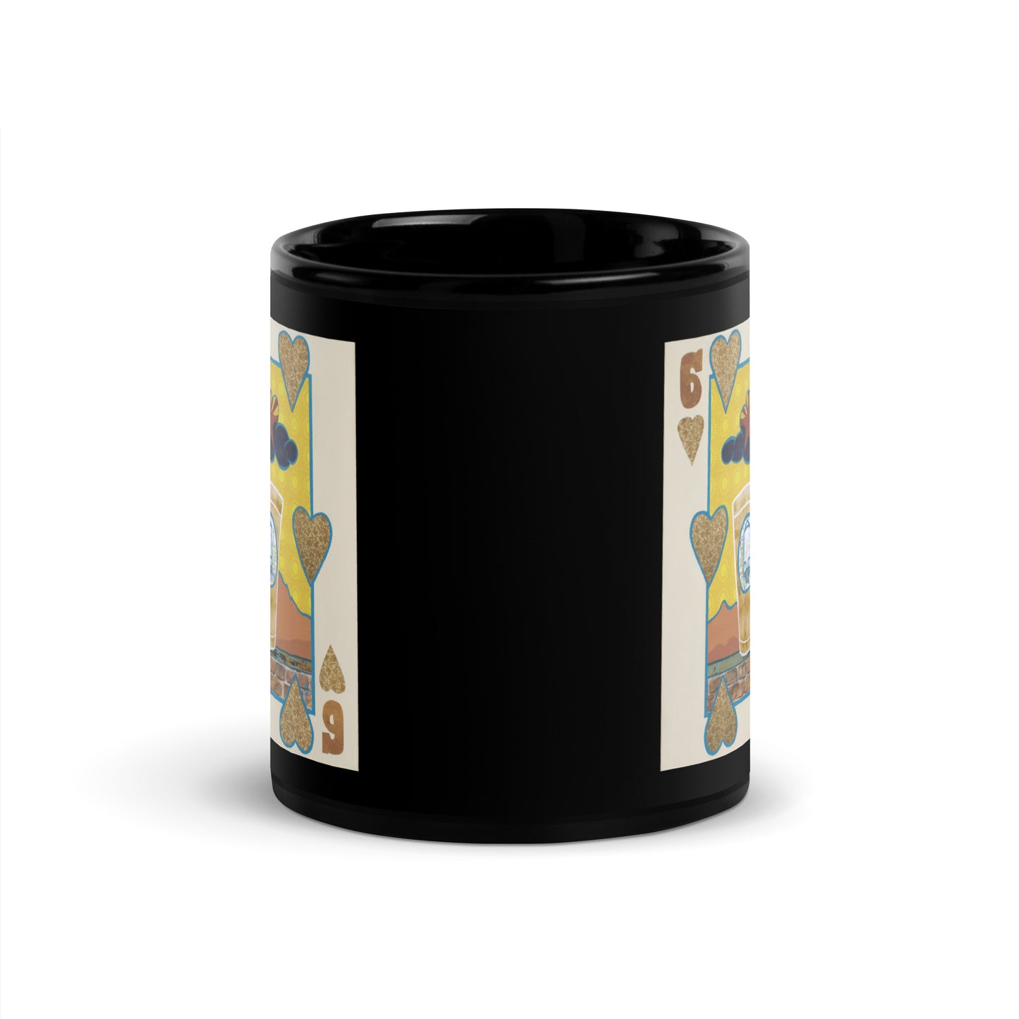 Six of Hearts by Suzanne Villella | Black Glossy Mug