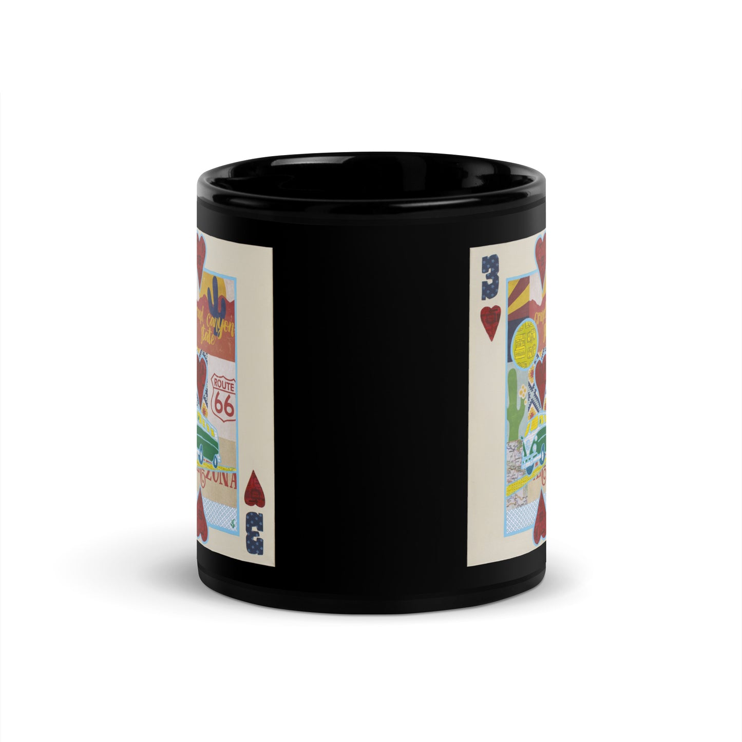 Three of Hearts by Suzanne Villella | Black Glossy Mug