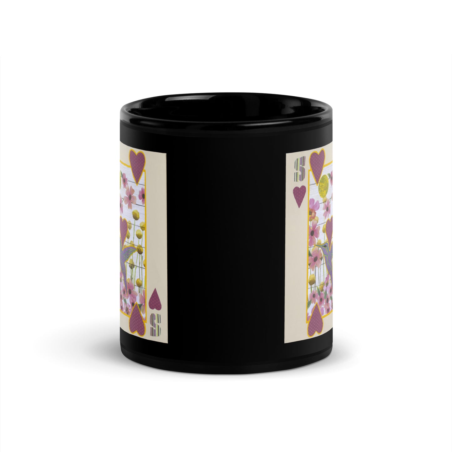 Five of Hearts by Suzanne Villella | Black Glossy Mug