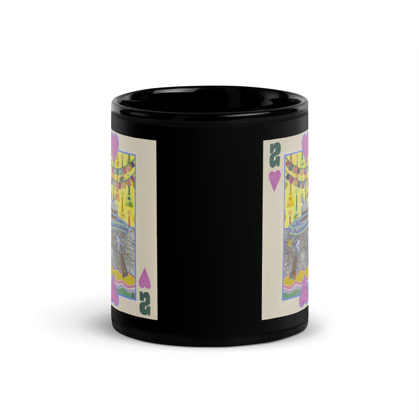 Two of Hearts by Suzanne Villella | Black Glossy Mug