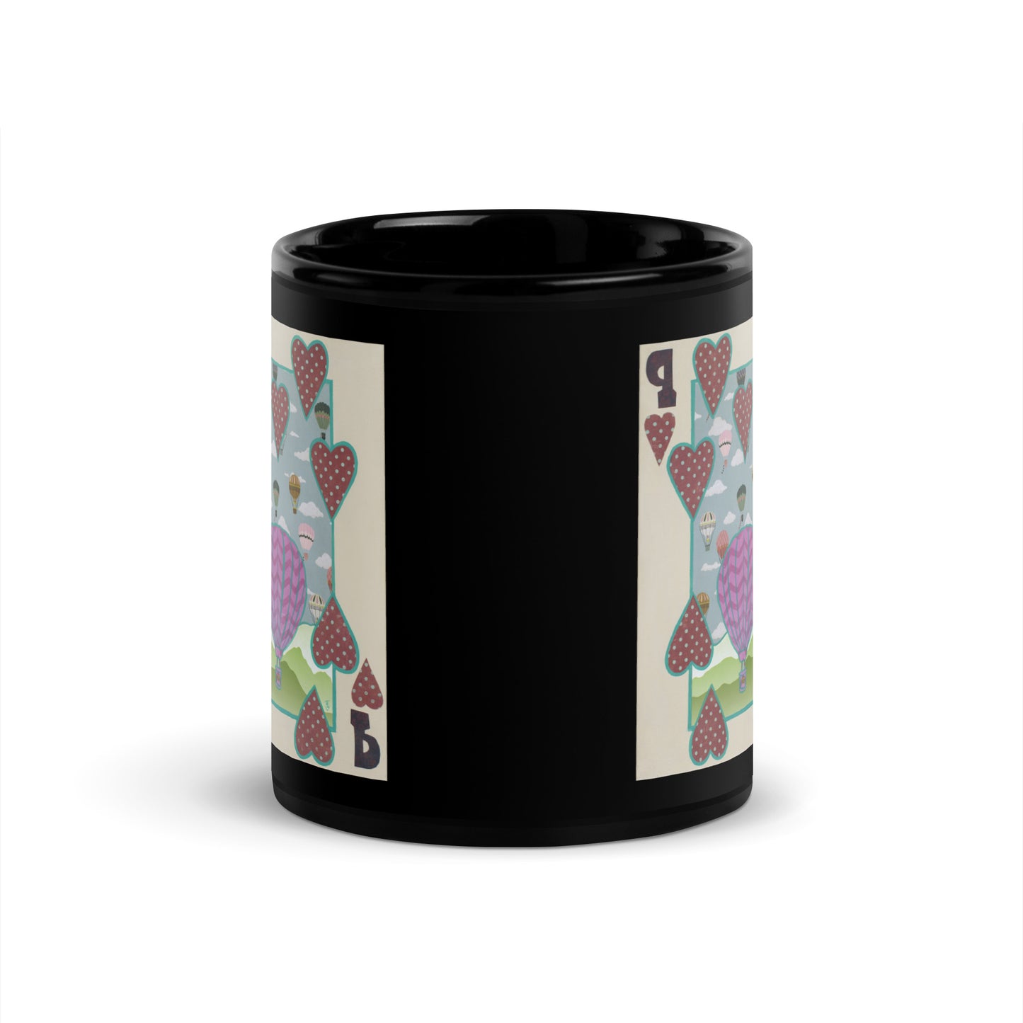 Nine of Hearts by Suzanne Villella | Black Glossy Mug