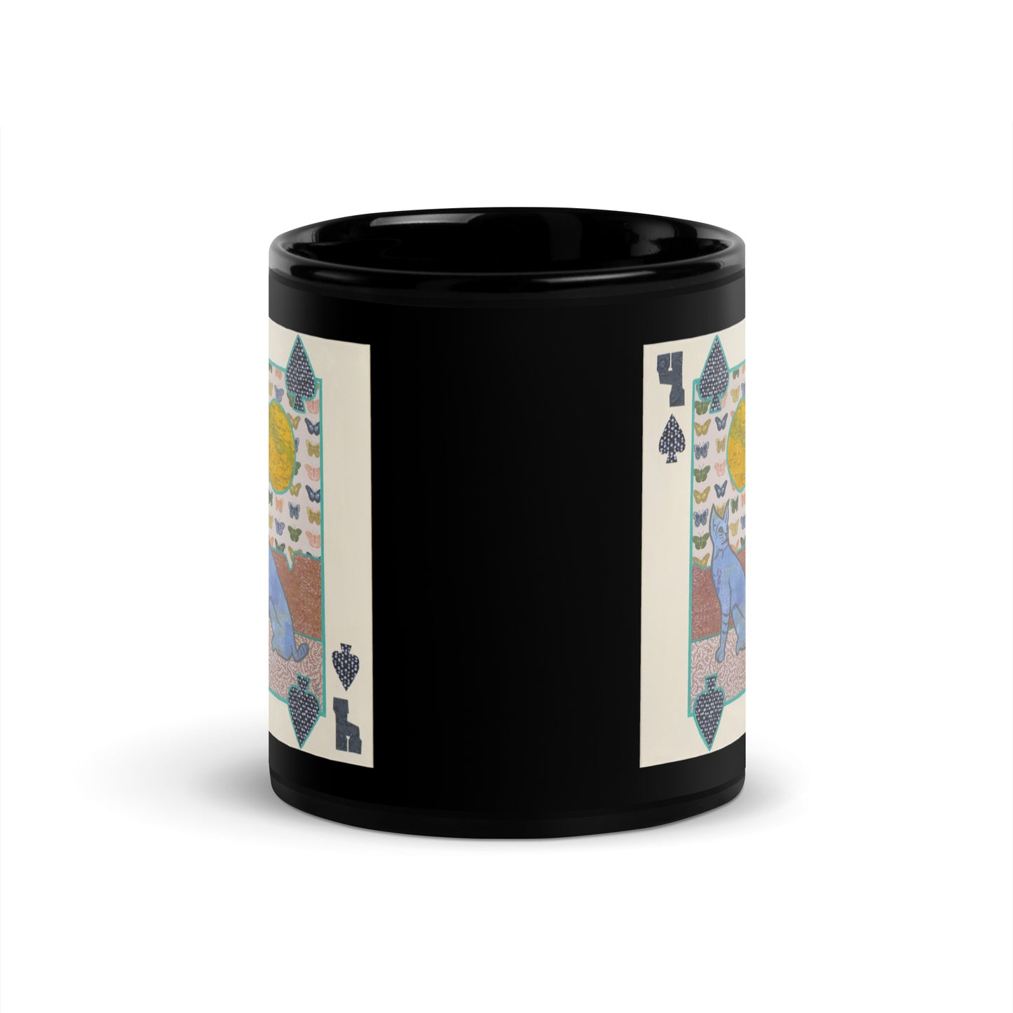 Four of Spades by Suzanne Villella | Black Glossy Mug