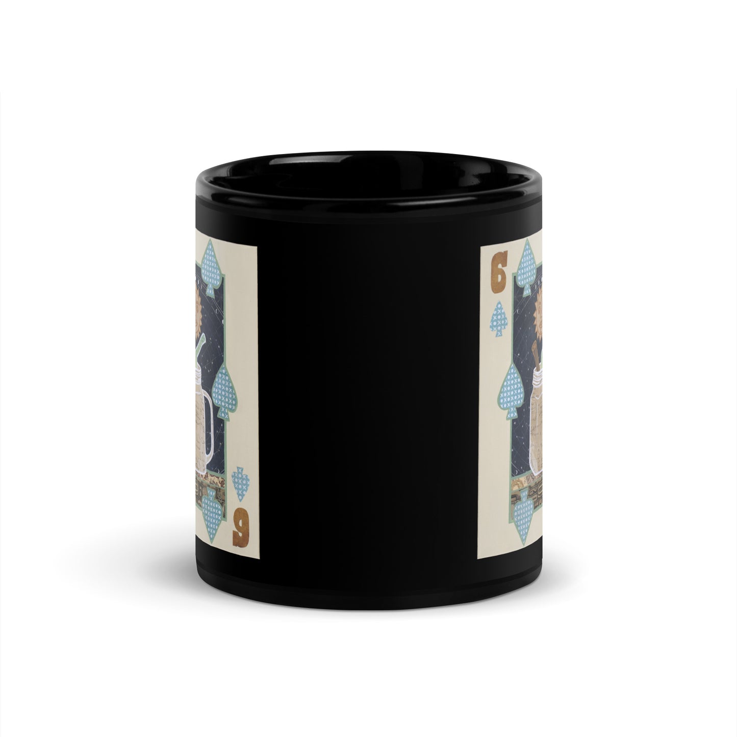 Six of Spades by Suzanne Villella | Black Glossy Mug