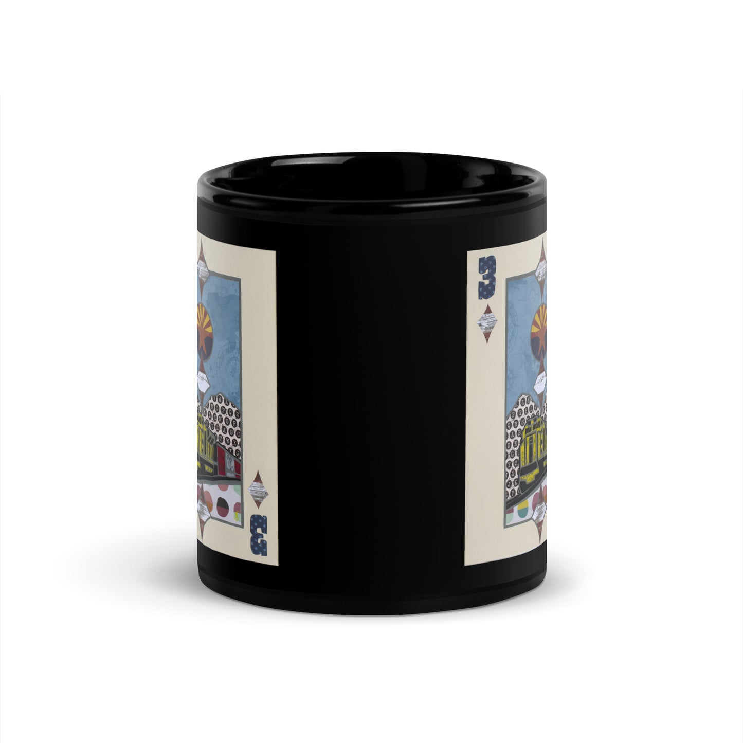 Three of Diamonds by Suzanne Villella | Black Glossy Mug