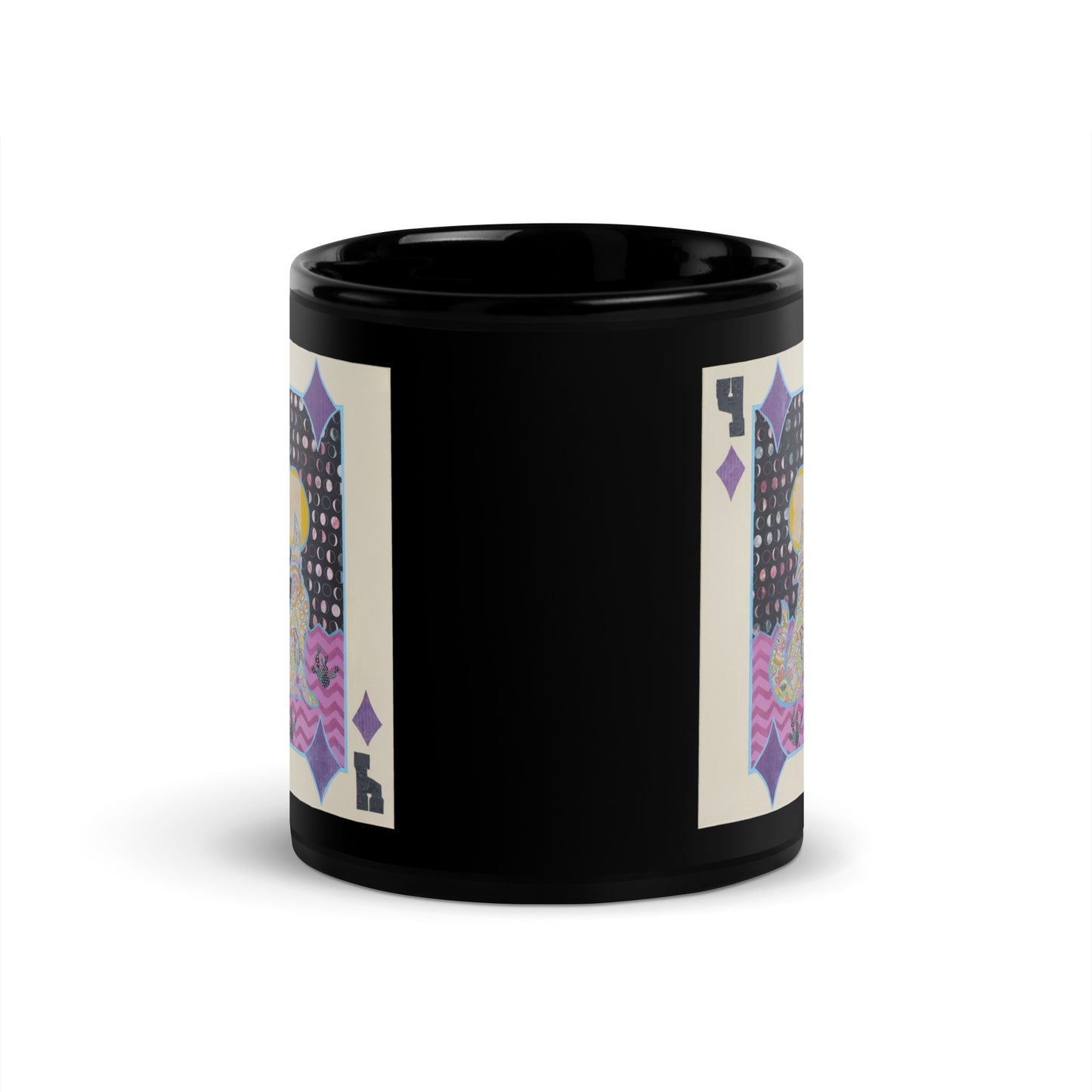 Four of Diamonds by Suzanne Villella | Black Glossy Mug