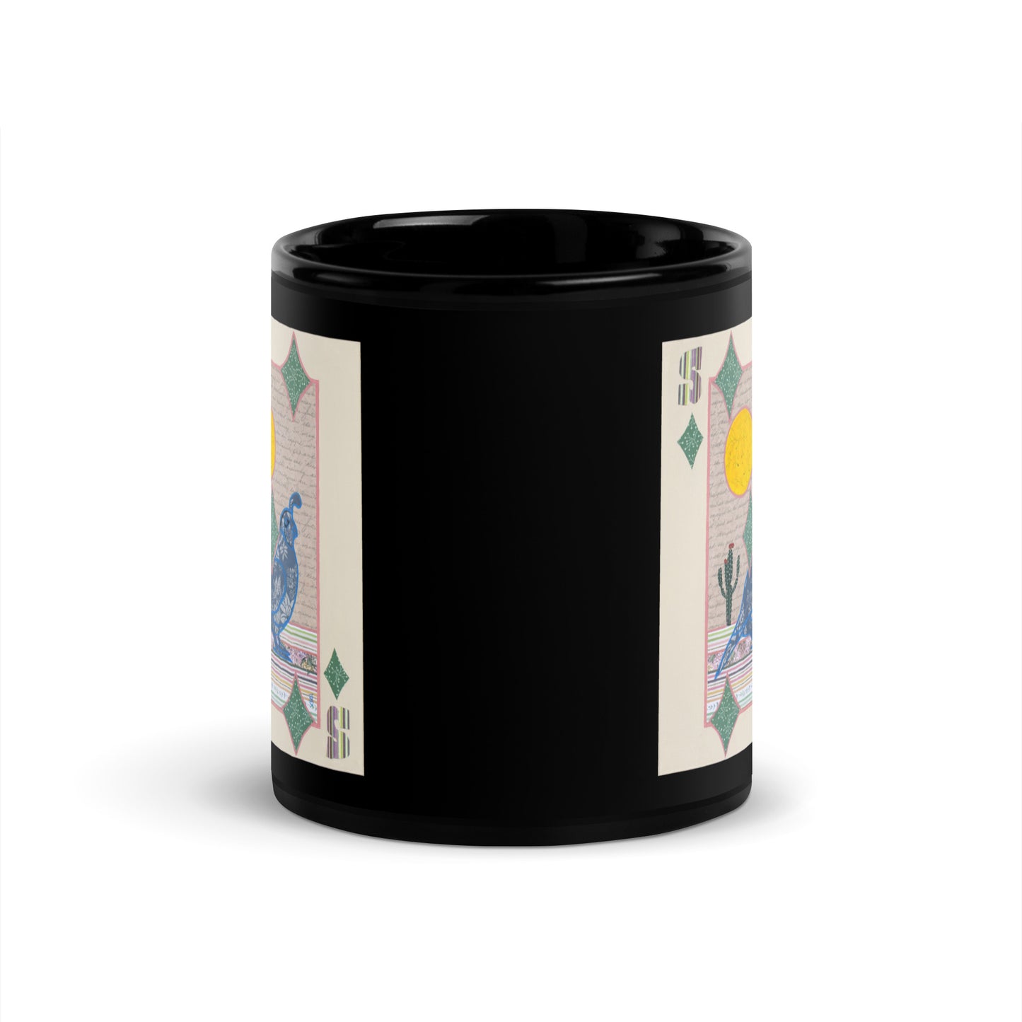 Five of Diamonds by Suzanne Villella | Black Glossy Mug