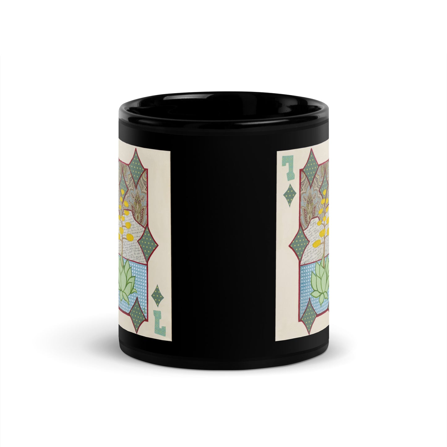 Seven of Diamonds by Suzanne Villella | Black Glossy Mug