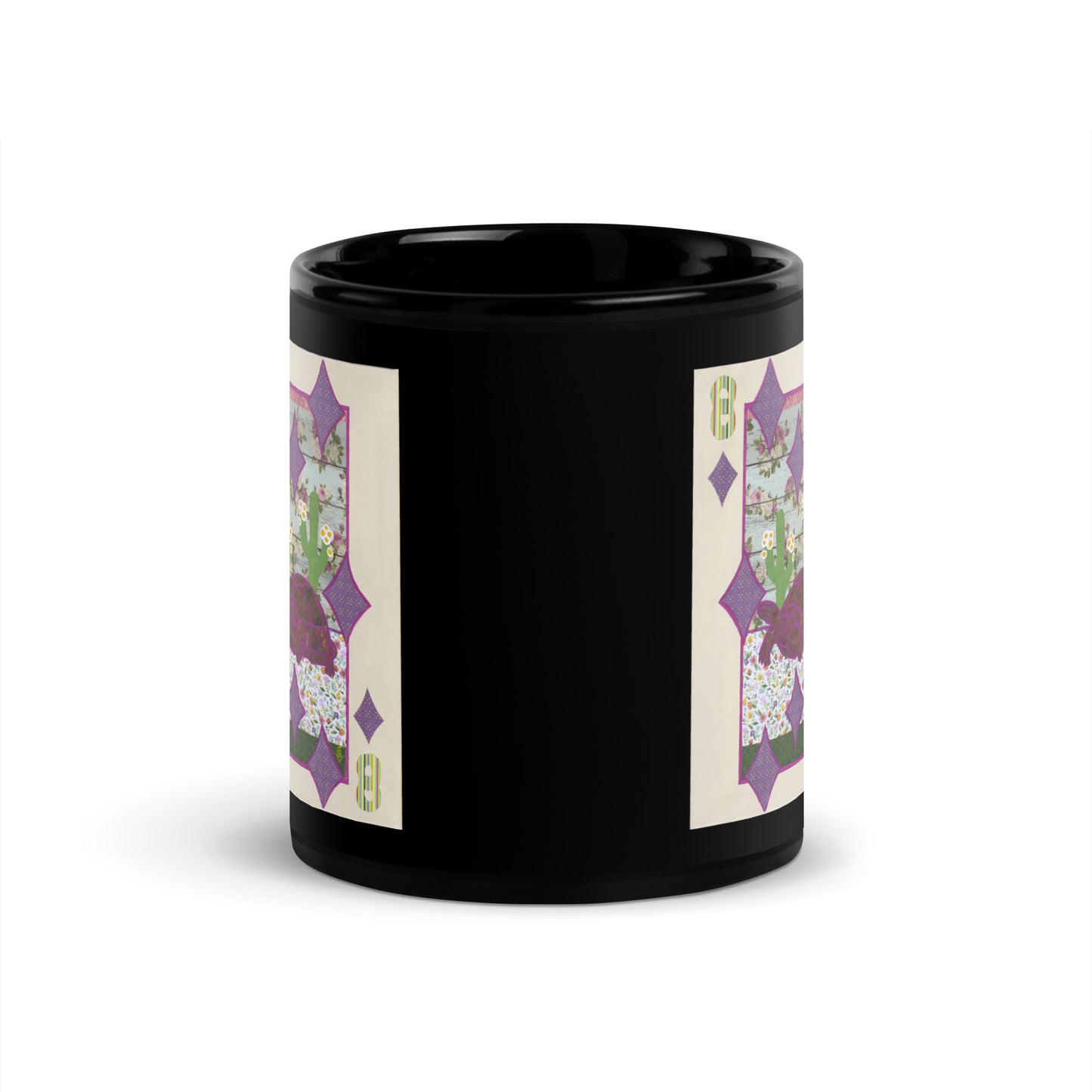 Eight of Diamonds by Suzanne Villella | Black Glossy Mug