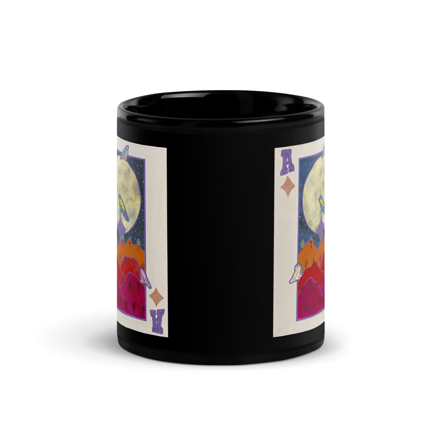 Ace of Diamonds by Suzanne Villella | Black Glossy Mug