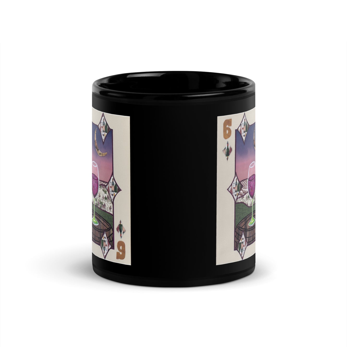 Six of Diamonds by Suzanne Villella | Black Glossy Mug