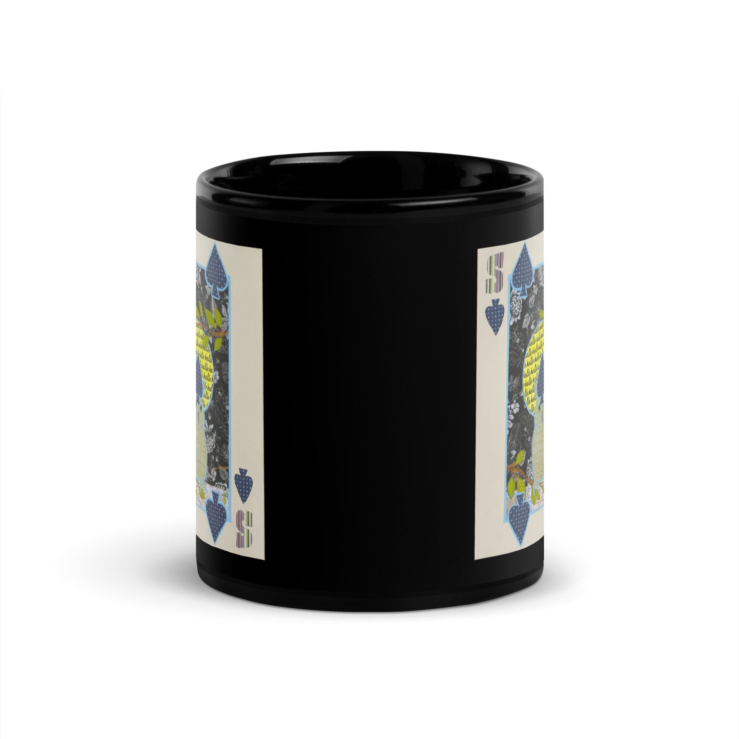 Five of Spades by Suzanne Villella | Black Glossy Mug