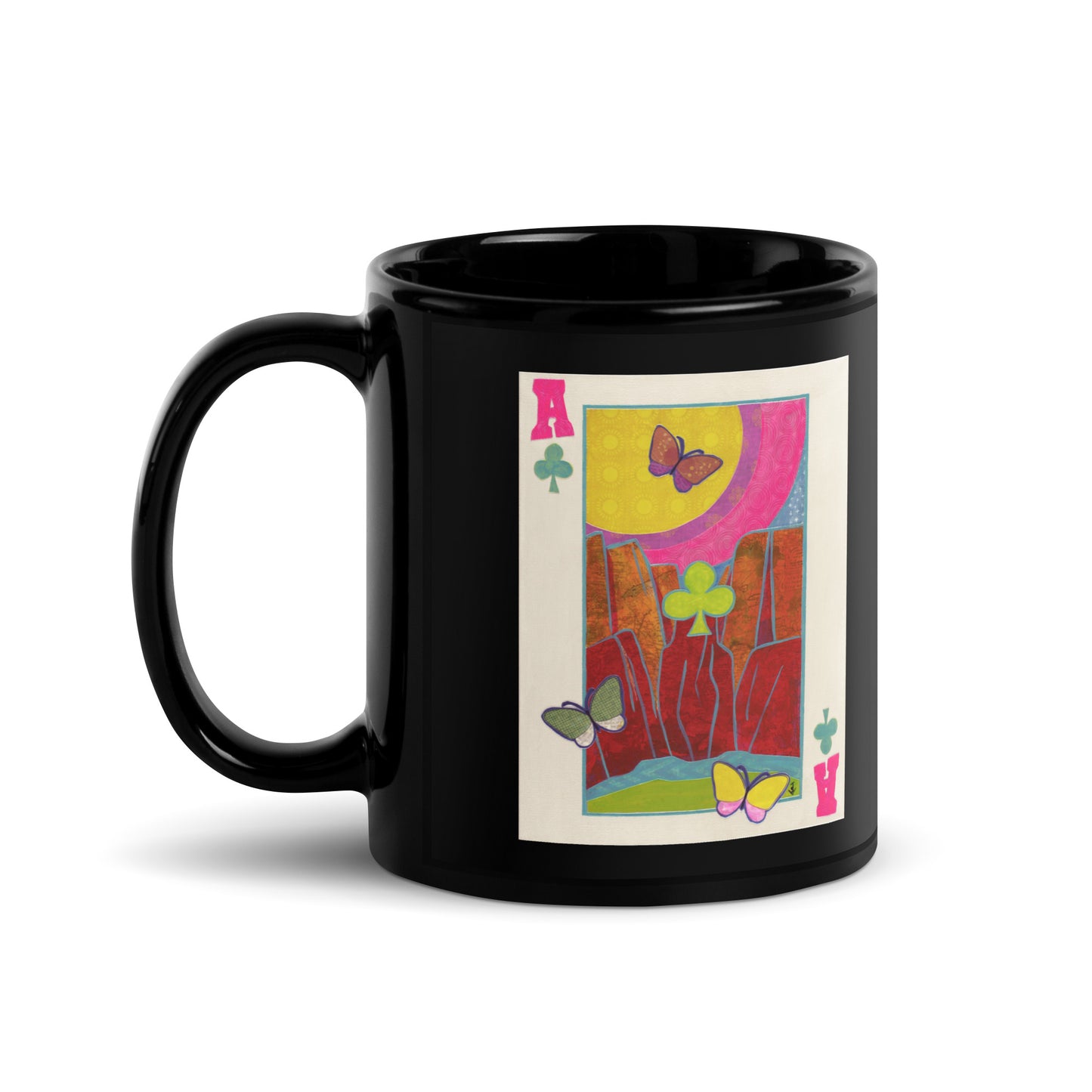 Ace of Clubs by Suzanne Villella | Black Glossy Mug