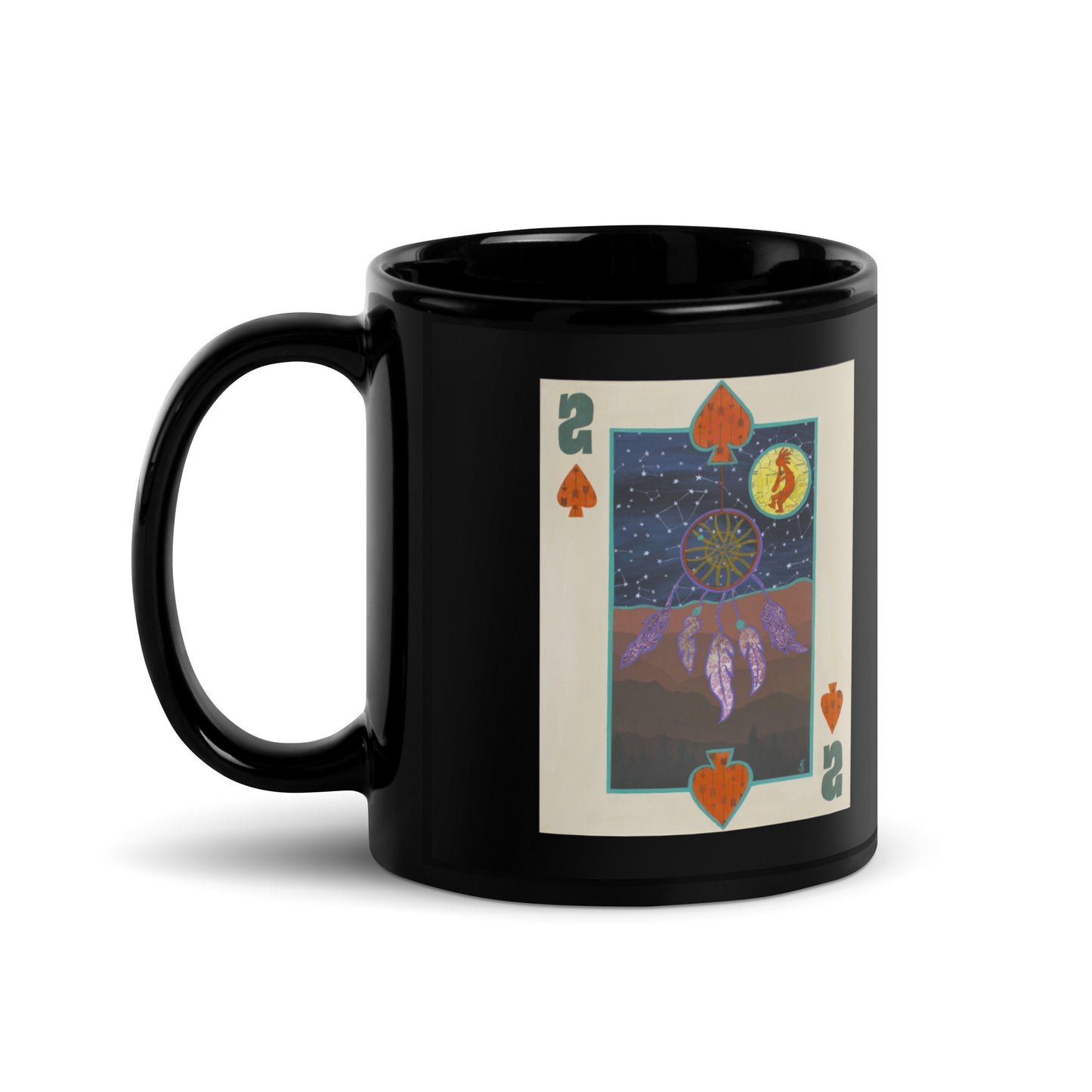 Two of Spades by Suzanne Villella | Black Glossy Mug