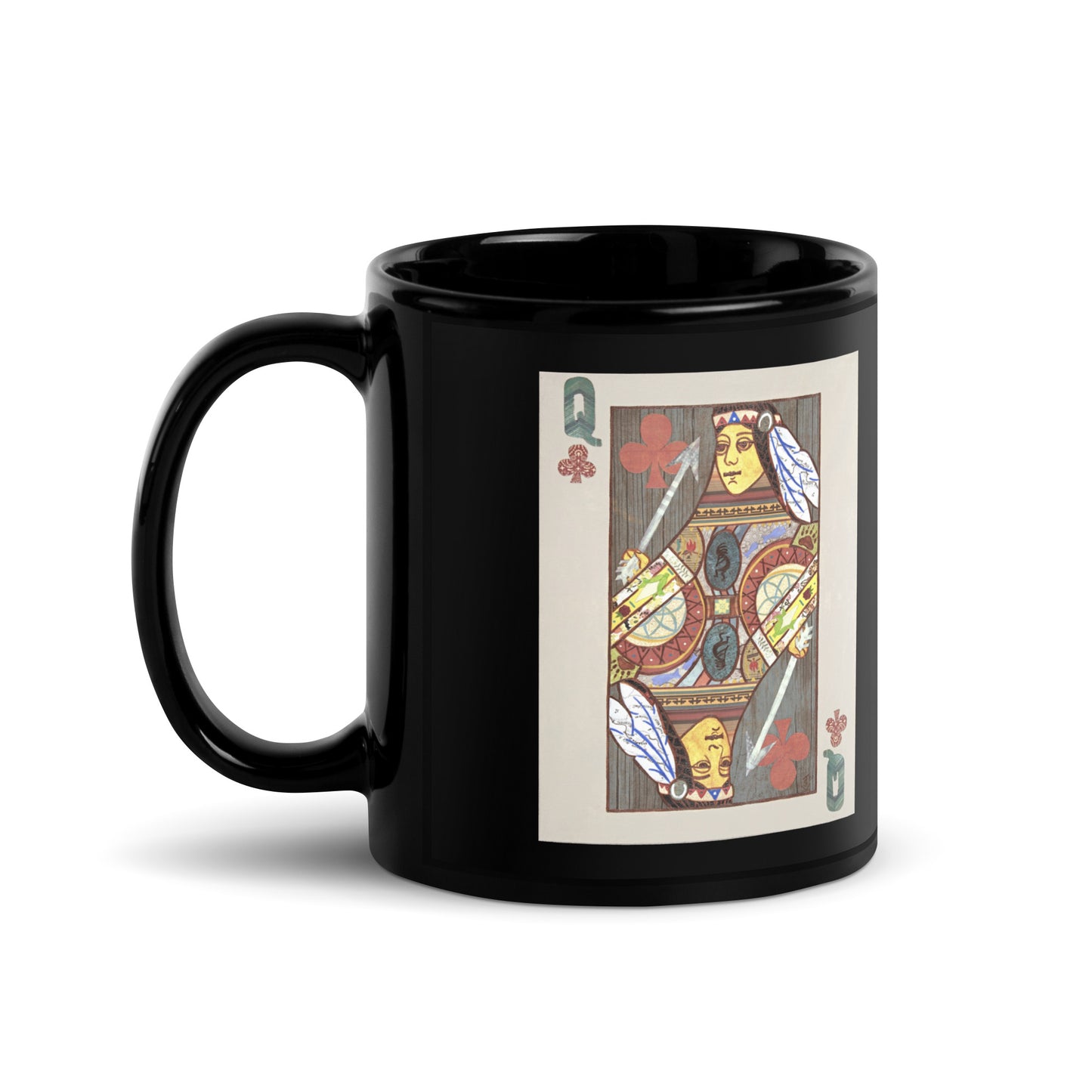 Queen of Clubs by Suzanne Villella | Black Glossy Mug