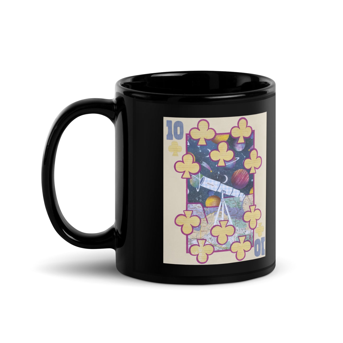 Ten of Clubs by Suzanne Villella | Black Glossy Mug