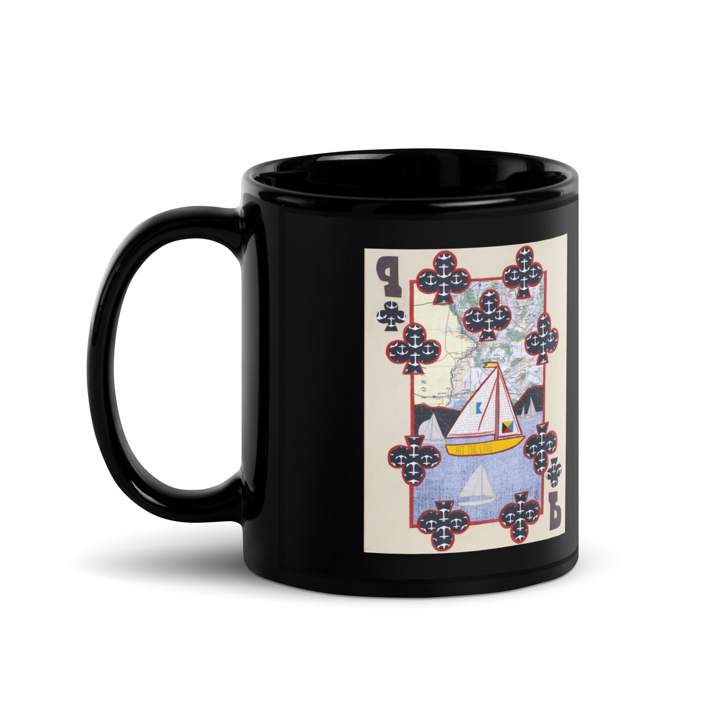 Nine of Clubs by Suzanne Villella | Black Glossy Mug