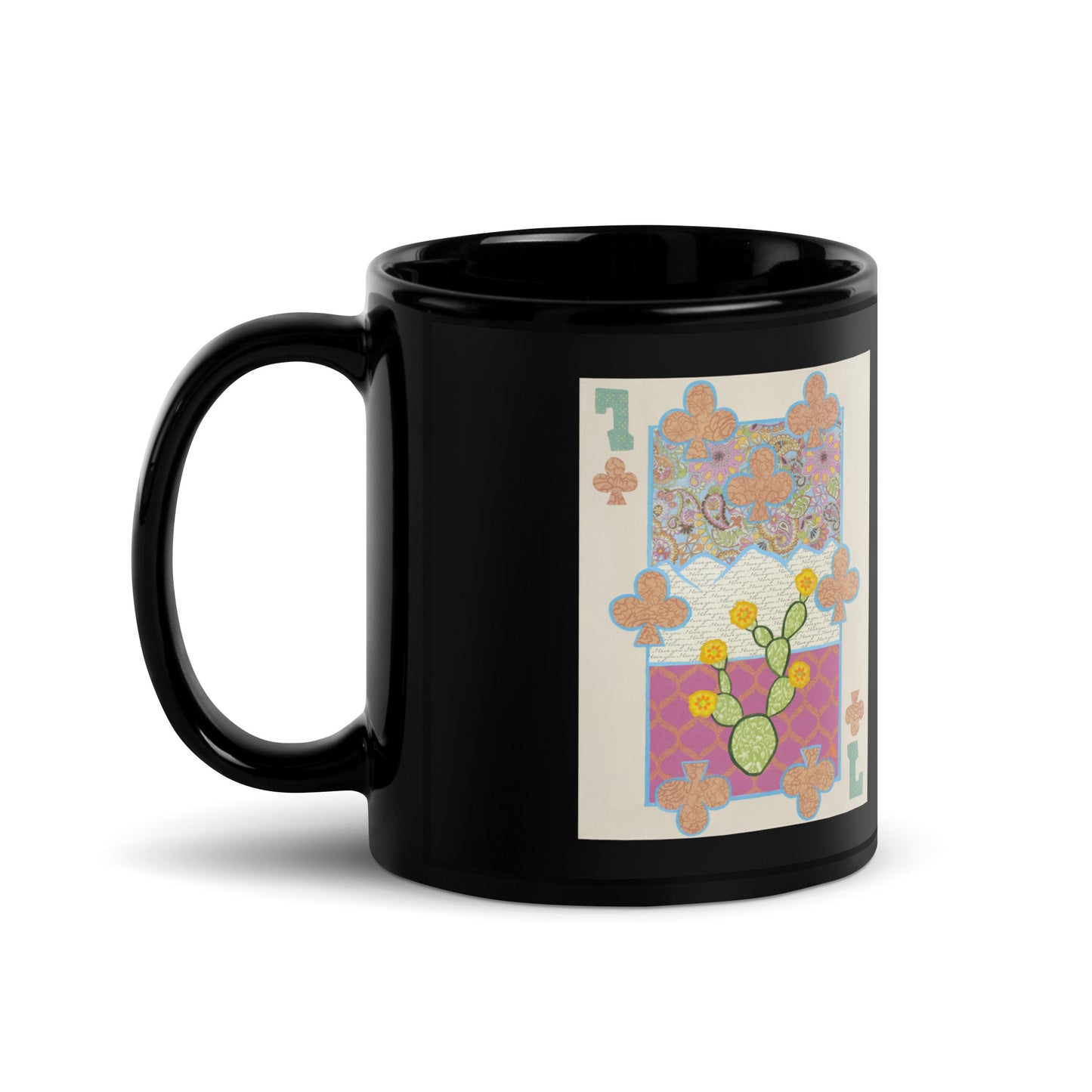 Seven of Clubs by Suzanne Villella | Black Glossy Mug