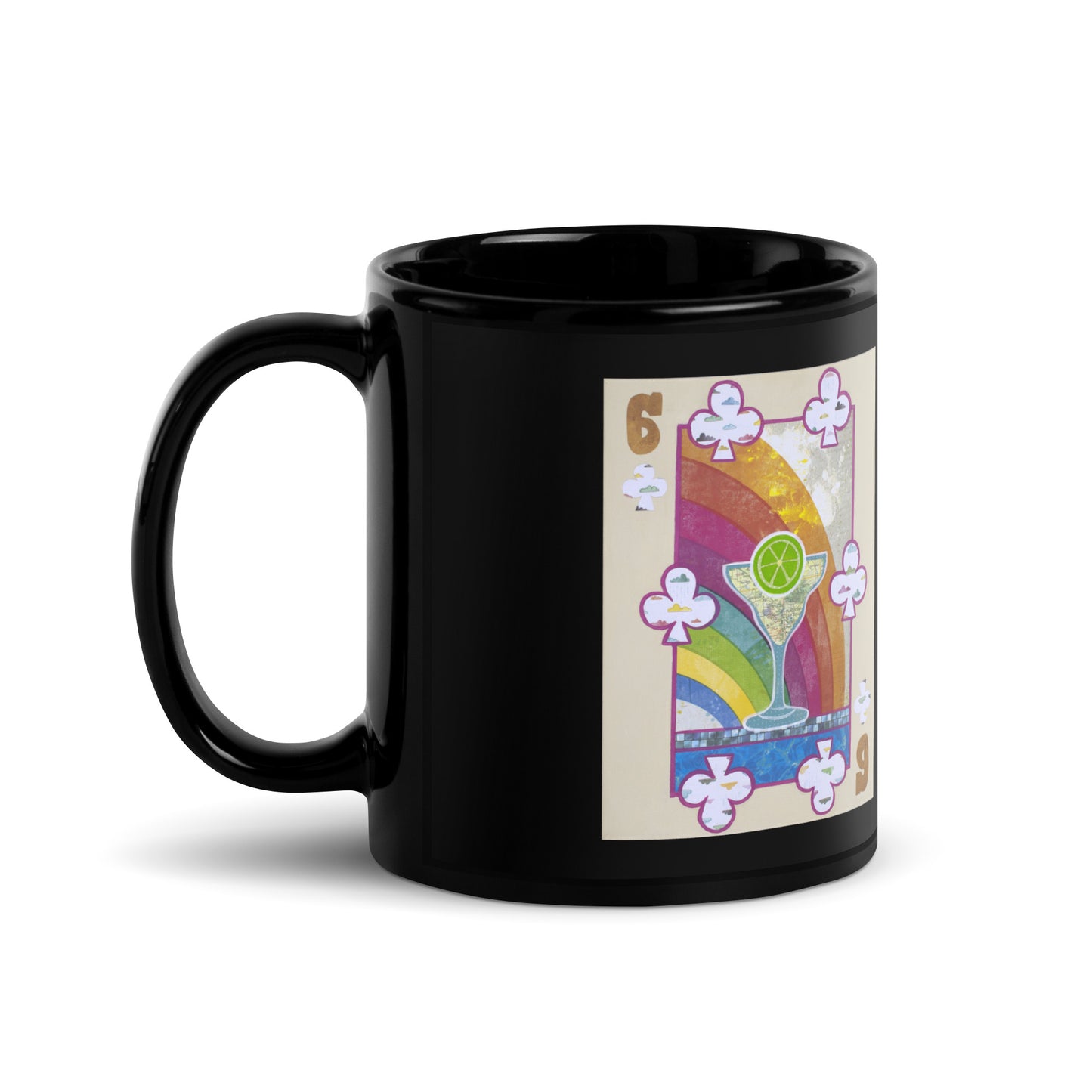 Six of Clubs by Suzanne Villella | Black Glossy Mug