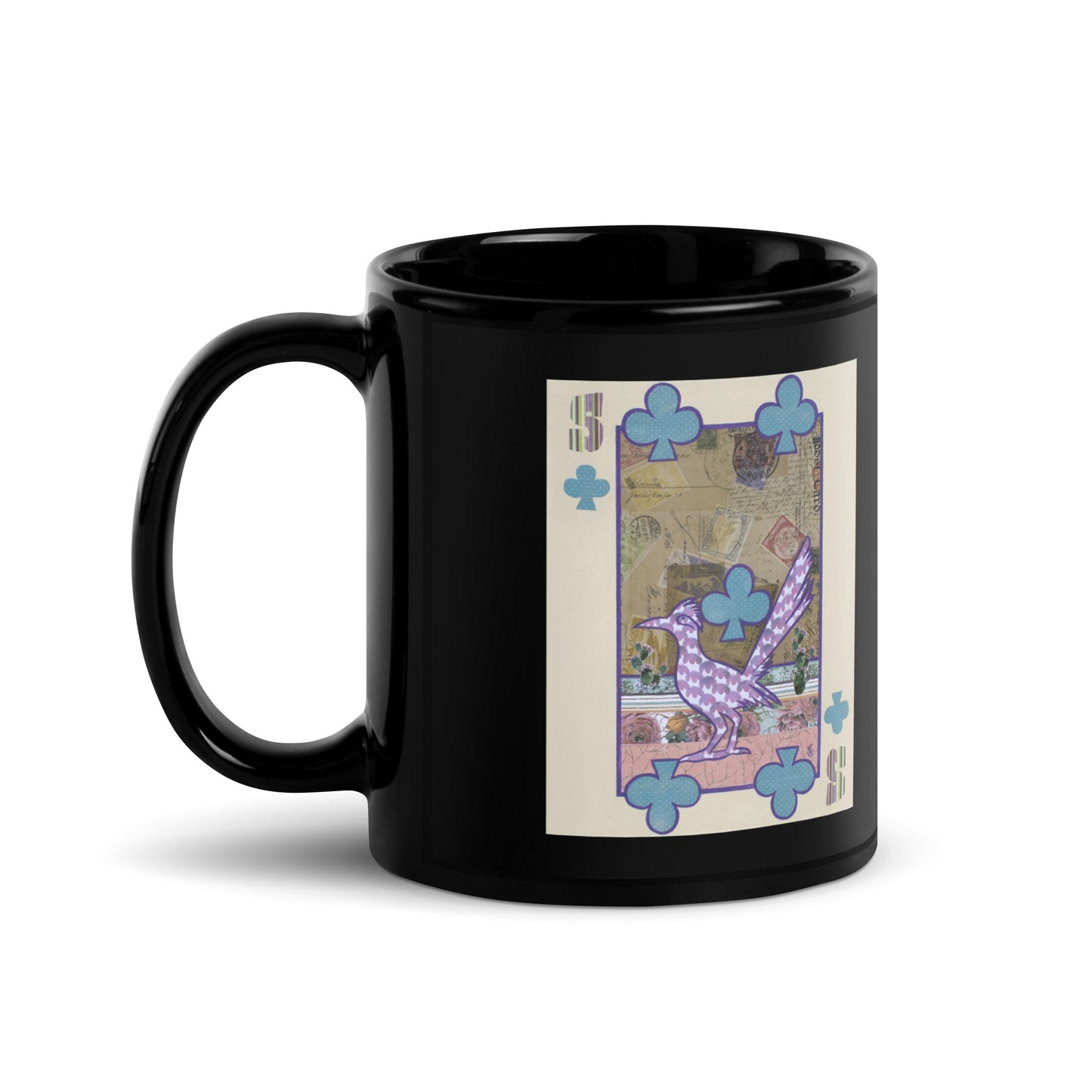 Five of Clubs by Suzanne Villella | Black Glossy Mug
