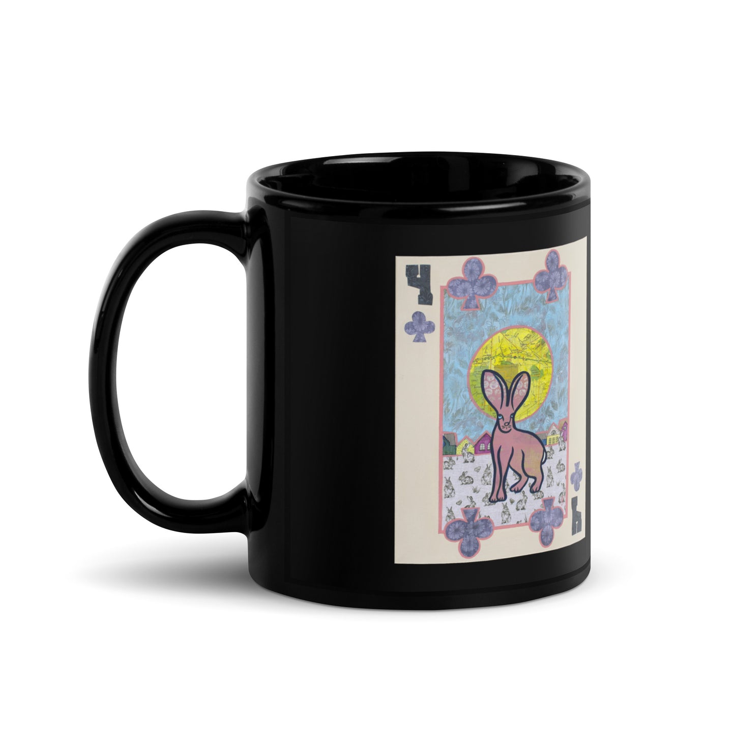 Four of Clubs by Suzanne Villella | Black Glossy Mug