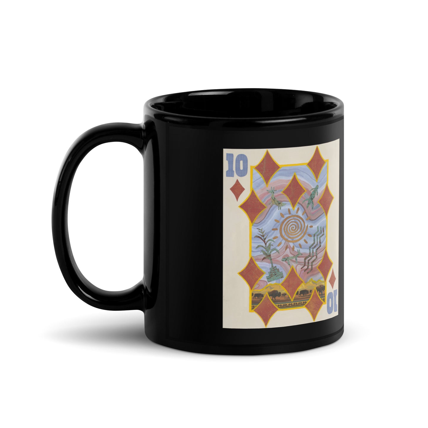 Ten of Diamonds by Suzanne Villella | Black Glossy Mug