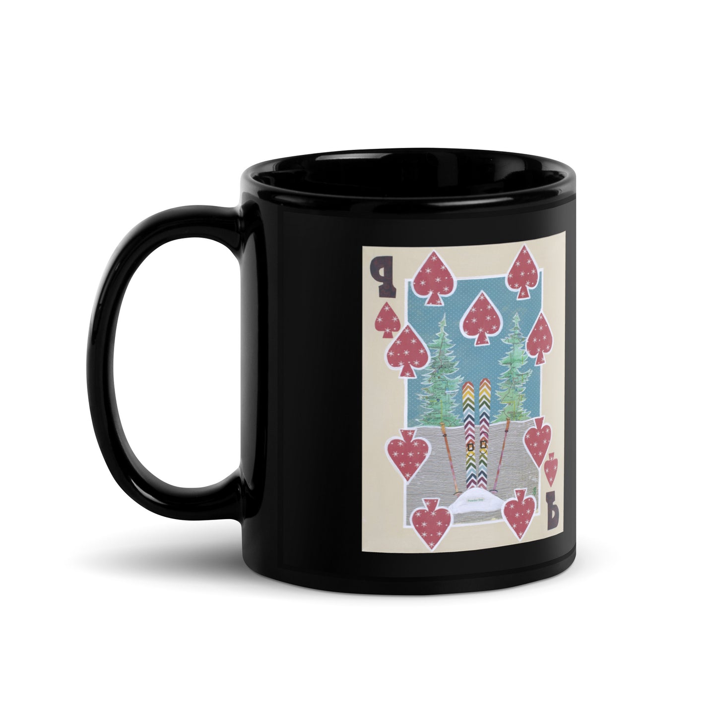 Nine of Spades by Suzanne Villella | Black Glossy Mug