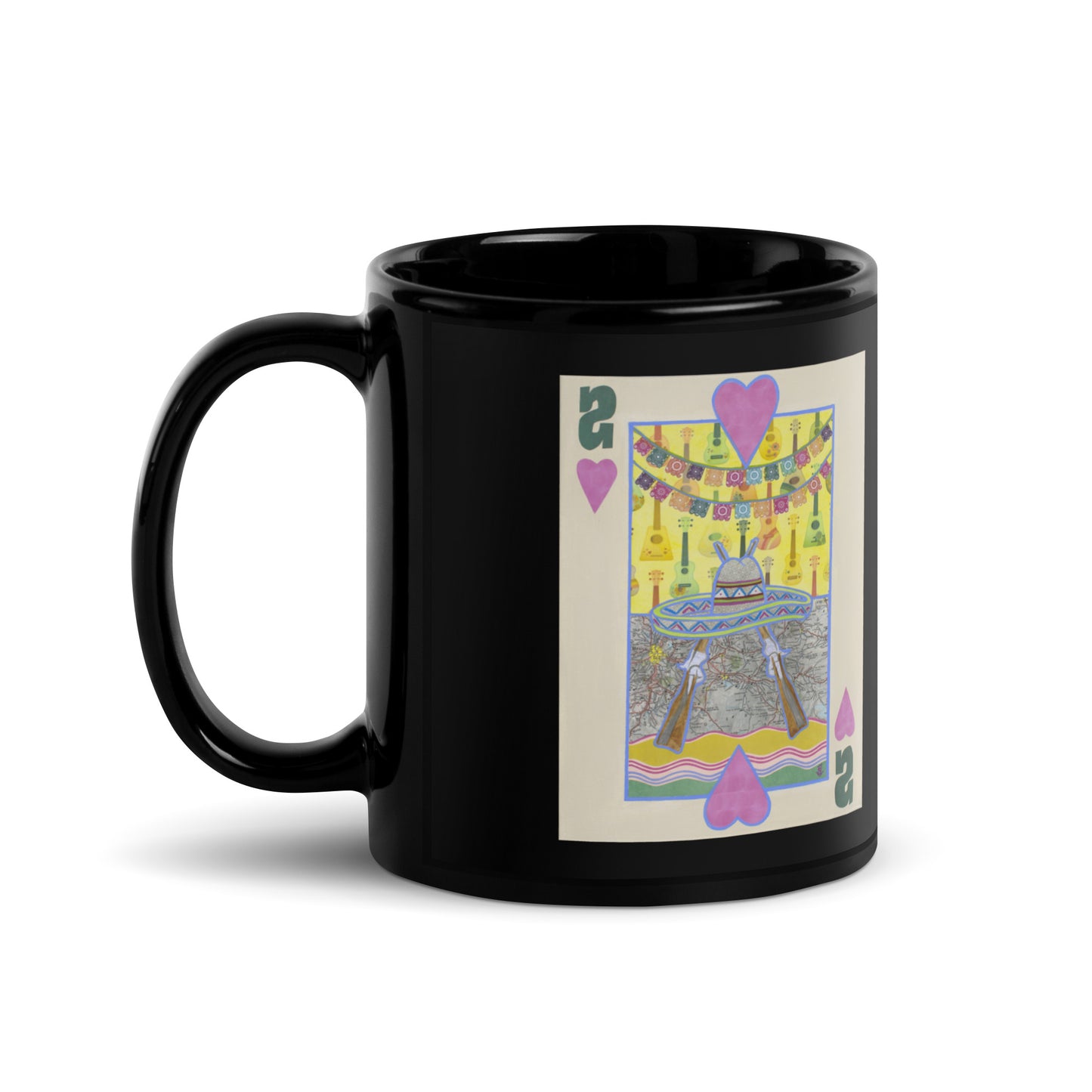 Two of Hearts by Suzanne Villella | Black Glossy Mug