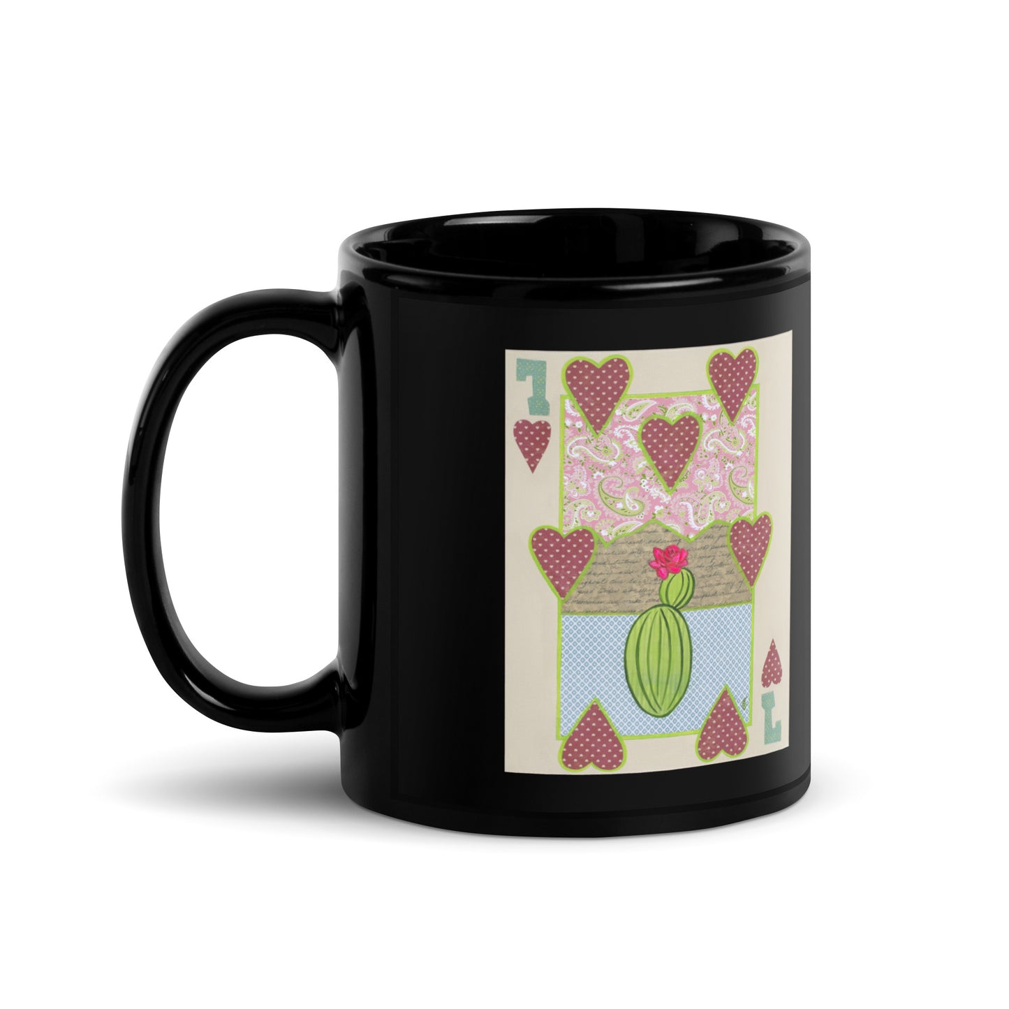 Seven of Hearts by Suzanne Villella | Black Glossy Mug