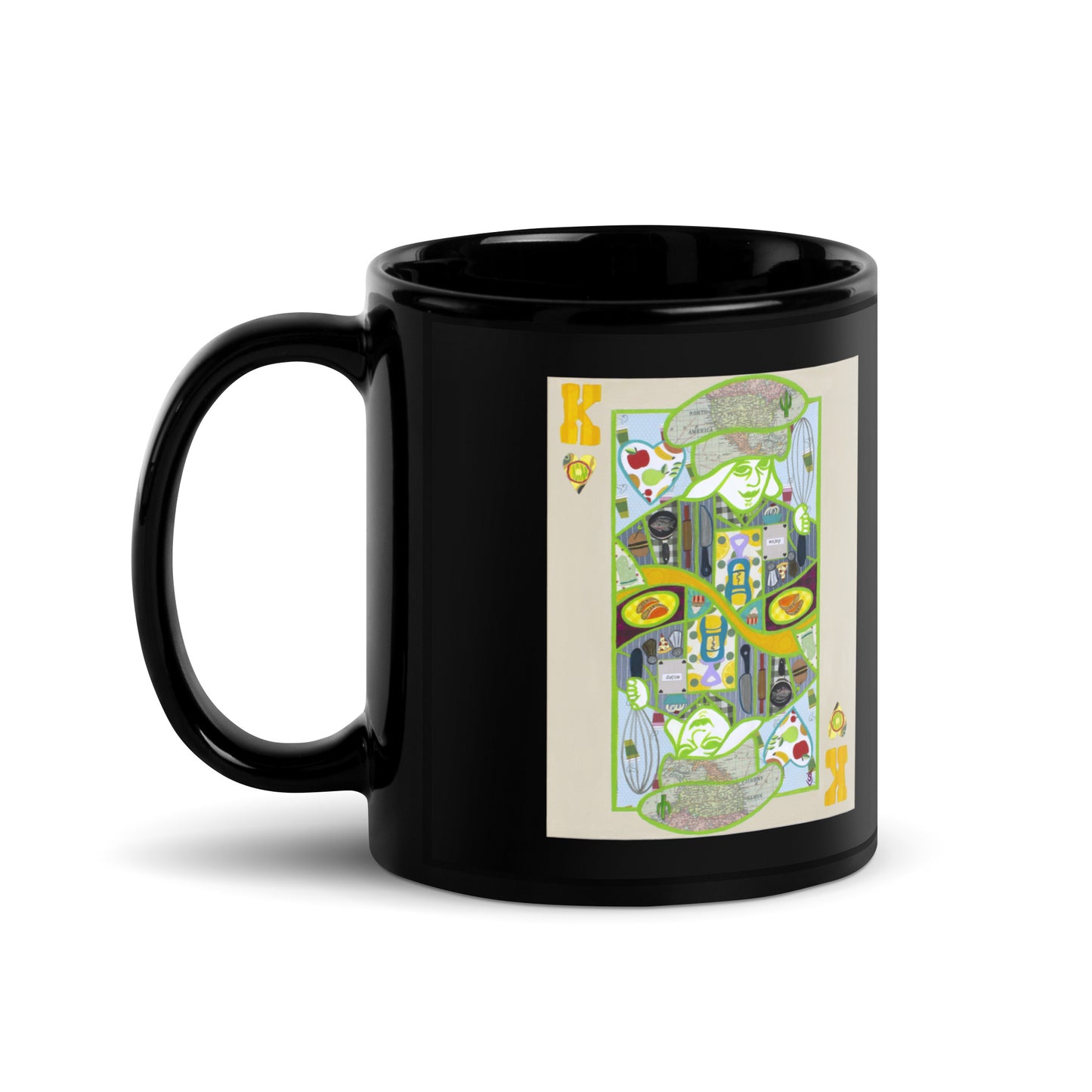 King of Hearts by Suzanne Villella | Black Glossy Mug