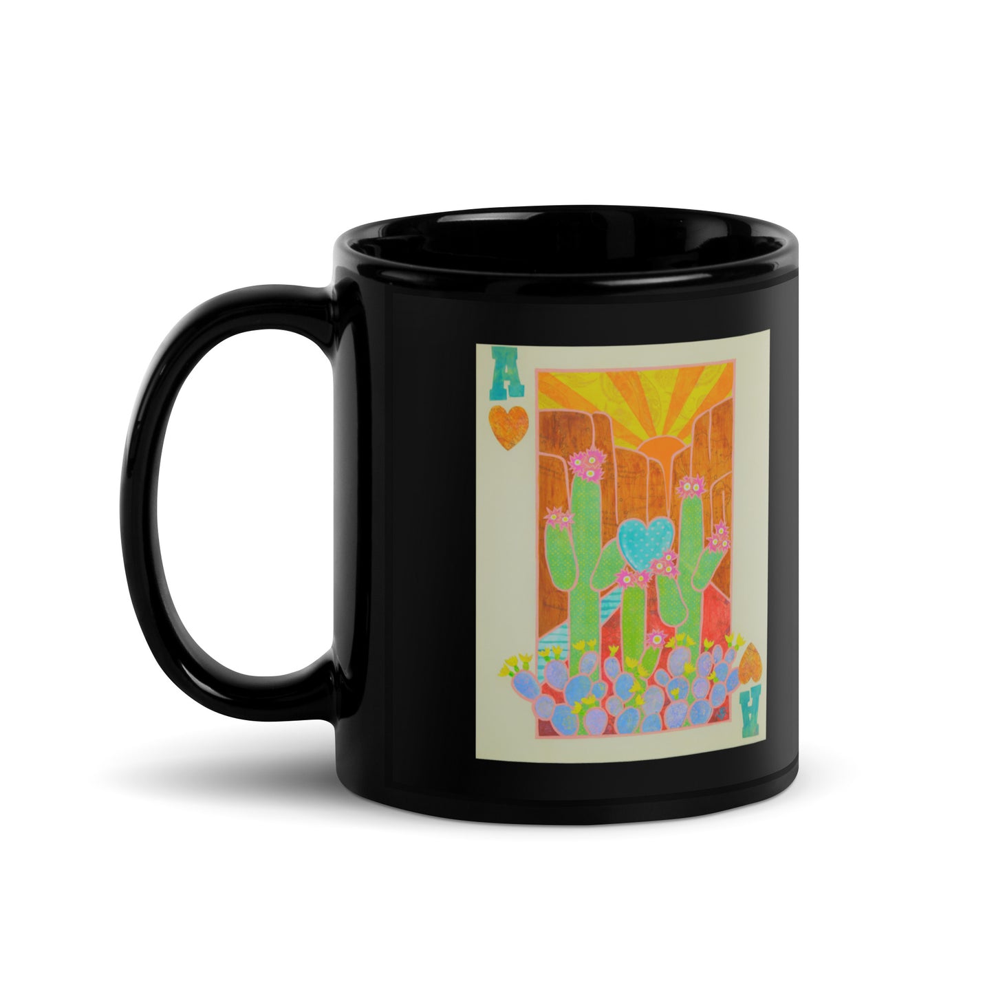 Ace of Hearts by Suzanne Villella | Black Glossy Mug