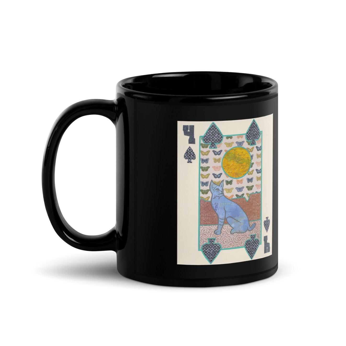 Four of Spades by Suzanne Villella | Black Glossy Mug