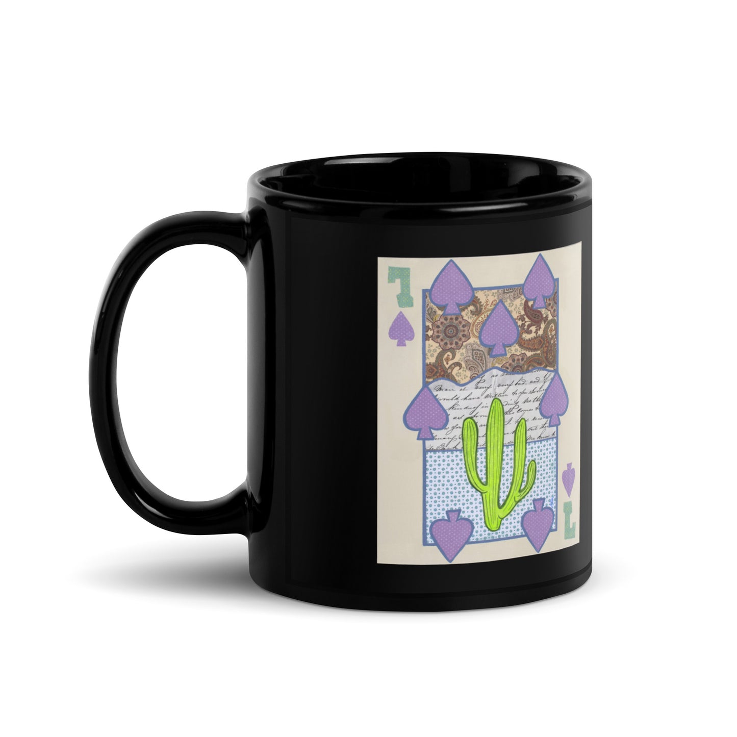 Seven of Spades by Suzanne Villella | Black Glossy Mug