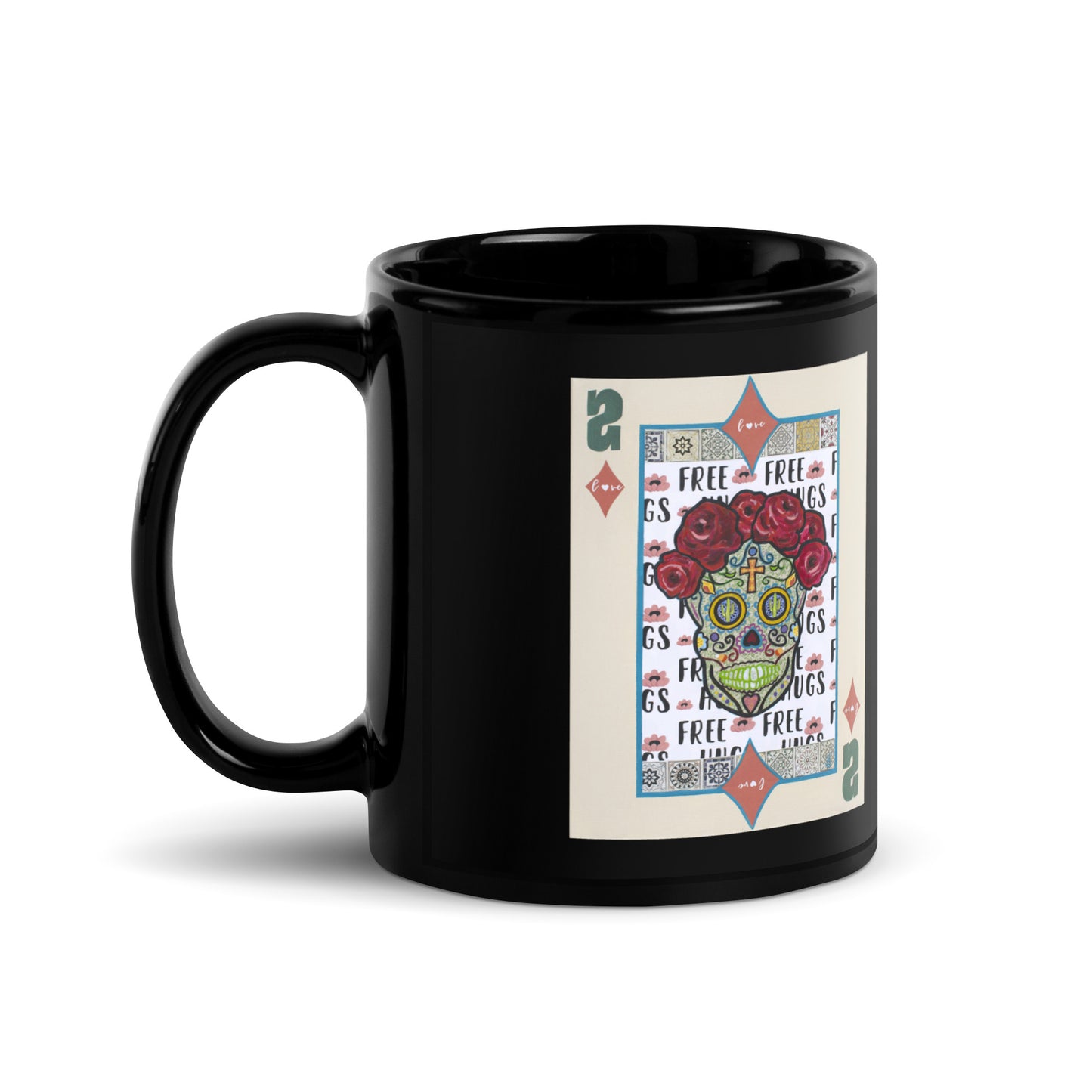 Two of Diamonds by Suzanne Villella | Black Glossy Mug